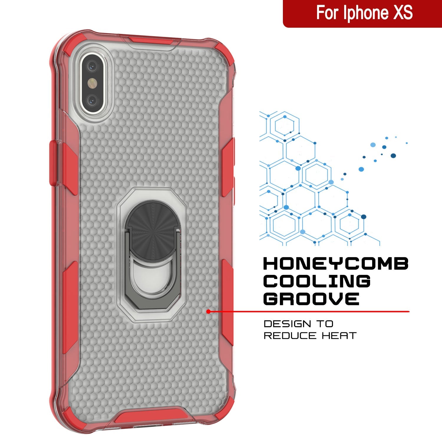 PunkCase for iPhone XS Case [Magnetix 2.0 Series] Clear Protective TPU Cover W/Kickstand [Red]