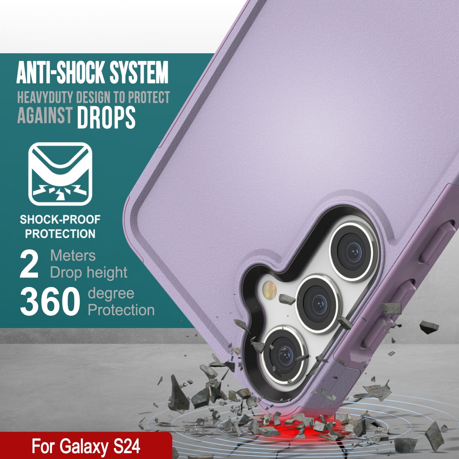 PunkCase Galaxy S24 Case, [Spartan 2.0 Series] Clear Rugged Heavy Duty Cover [Lilac]