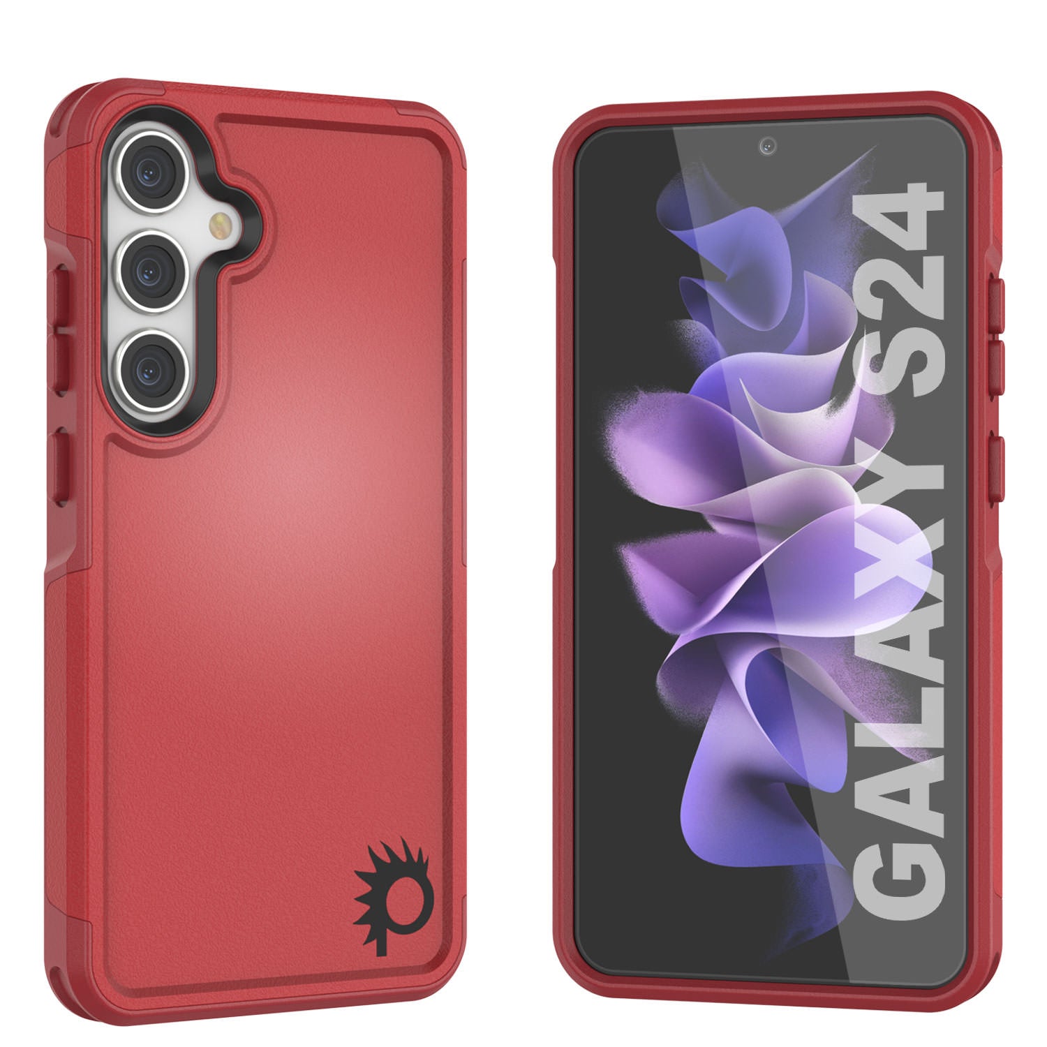PunkCase Galaxy S24 Case, [Spartan 2.0 Series] Clear Rugged Heavy Duty Cover [Red]