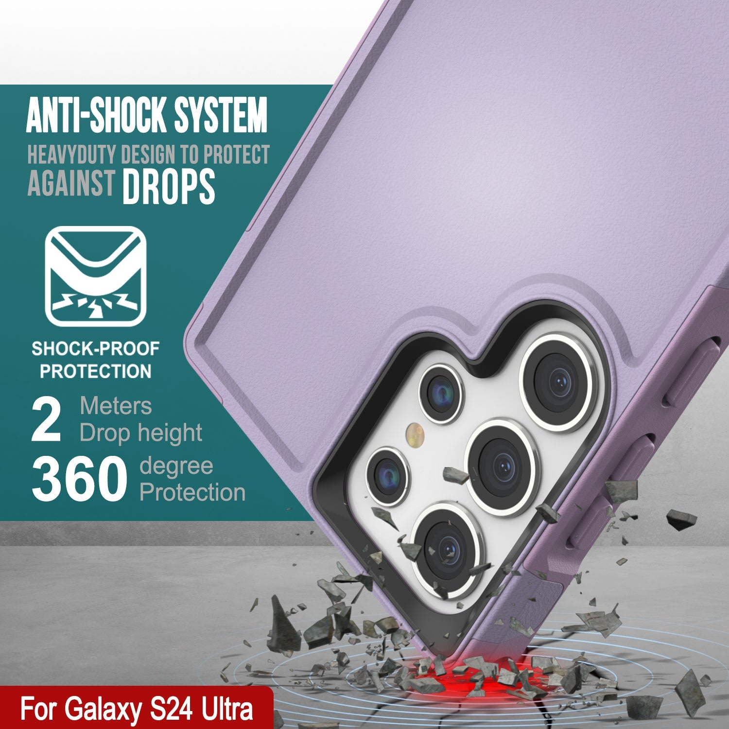PunkCase Galaxy S24 Ultra Case, [Spartan 2.0 Series] Clear Rugged Heavy Duty Cover [Lilac]