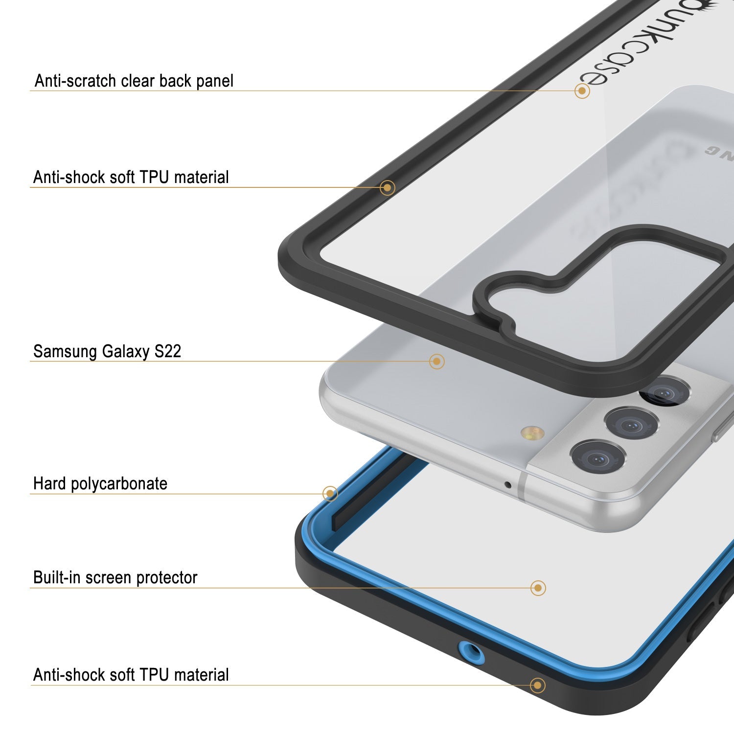 Galaxy S22 Water/ Shock/ Snow/ dirt proof [Extreme Series] Slim Case [Light Blue]