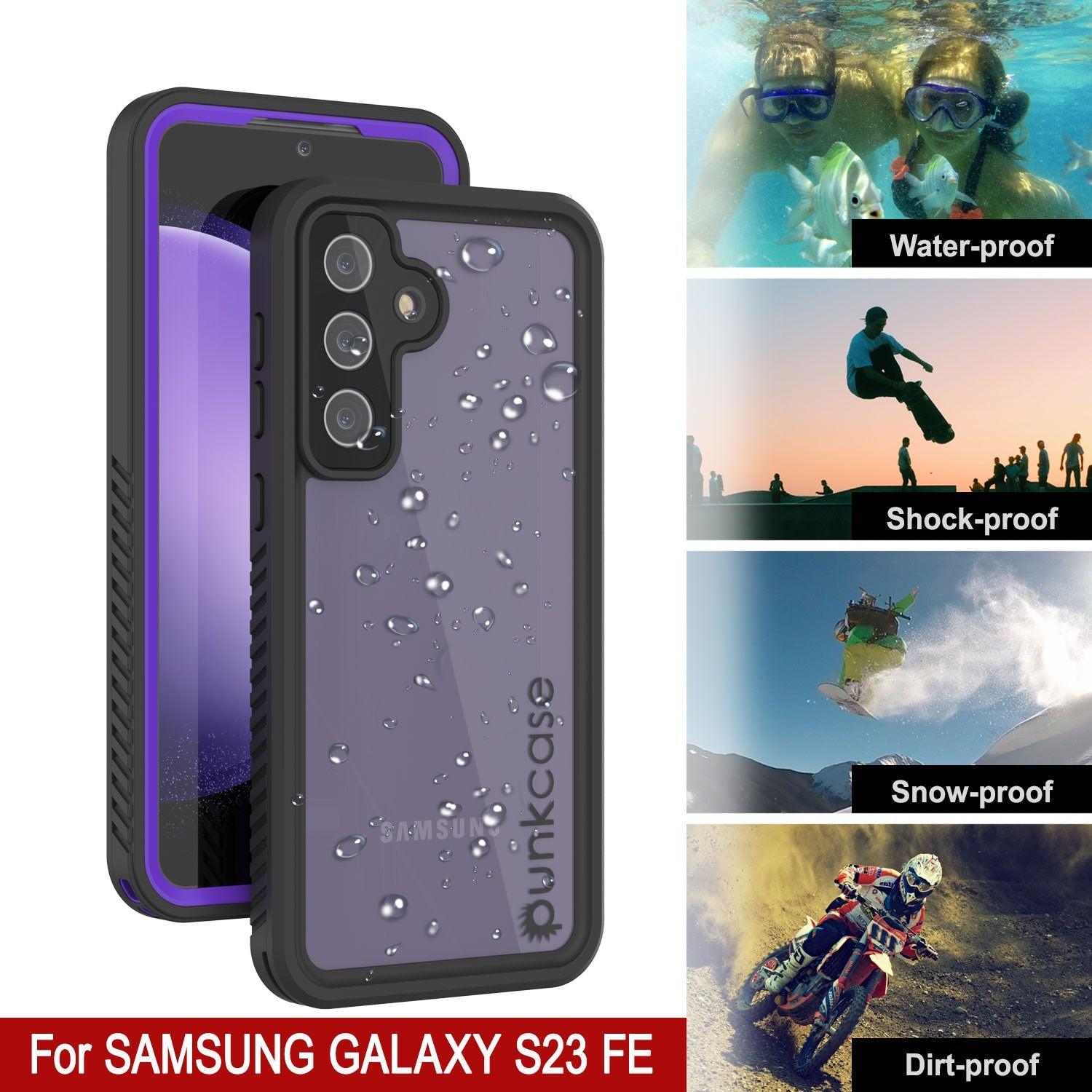 Galaxy S23 FE Water/ Shockproof [Extreme Series] Slim Screen Protector Case [Purple]