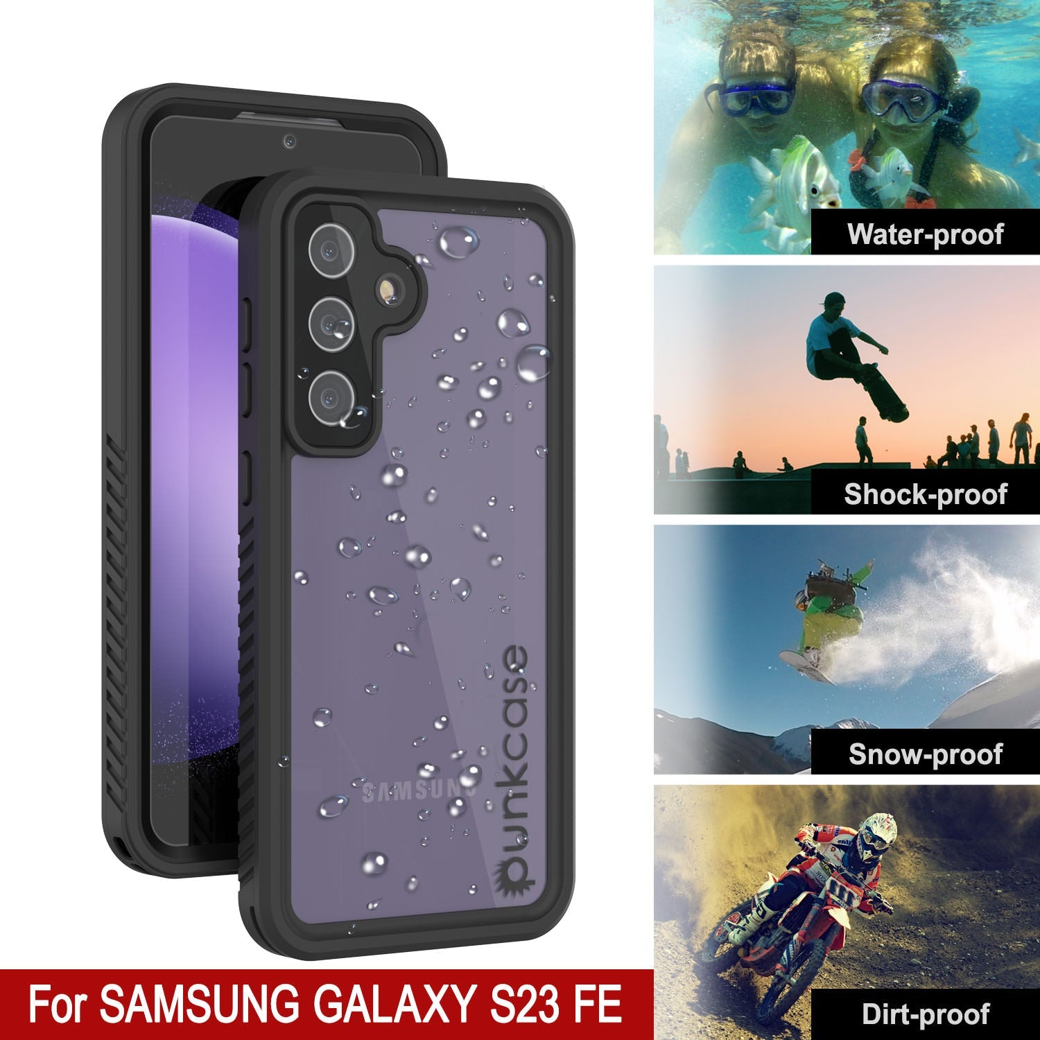Galaxy S23 FE Water/ Shockproof [Extreme Series] With Screen Protector Case [Black]