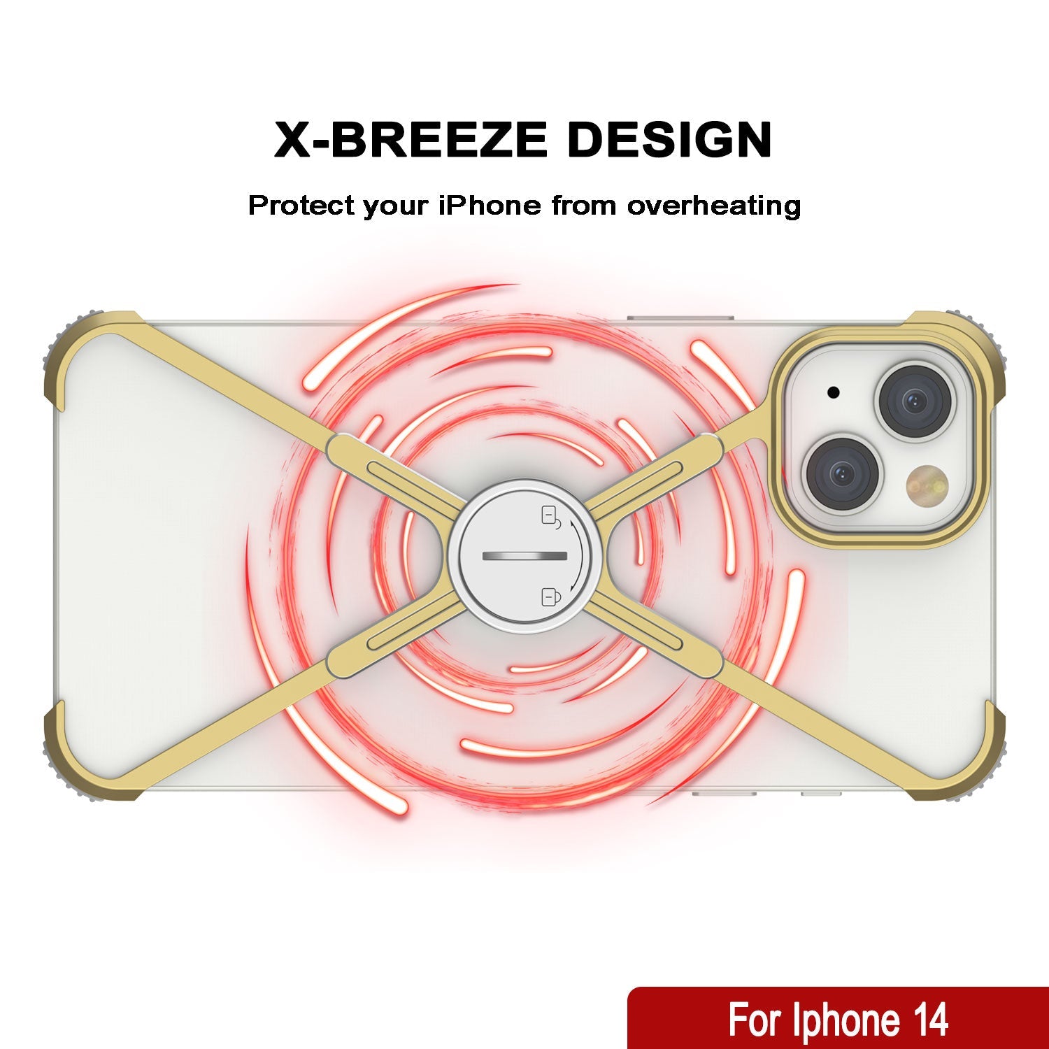Punkcase iPhone 14 Bumper Case [Backbone Series] Ultra Slim Minimalist Aluminum Metal X-Frame Cover for iPhone 14 (2022) (6.1") [Gold]
