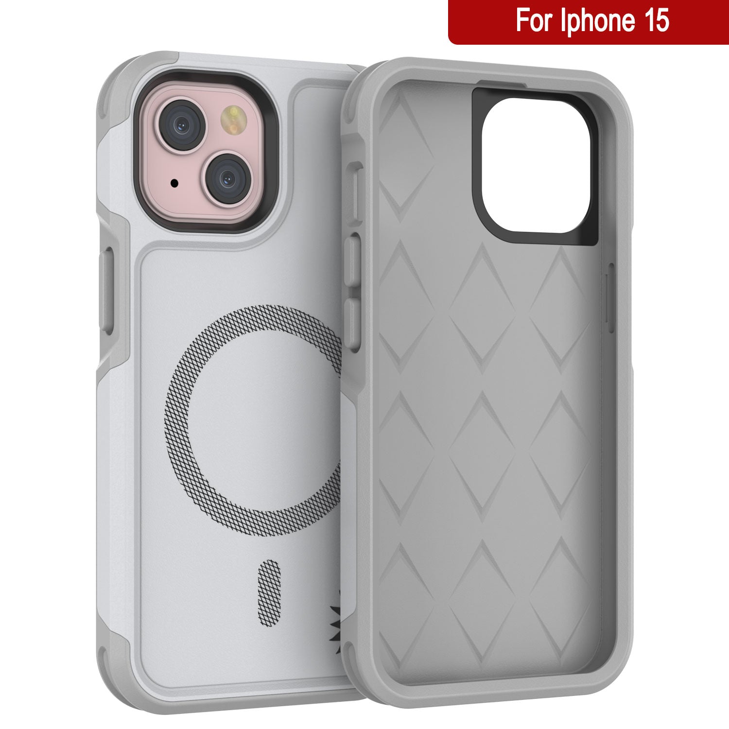 PunkCase iPhone 15 Case, [Spartan 2.0 Series] Clear Rugged Heavy Duty Cover W/Built in Screen Protector [white]