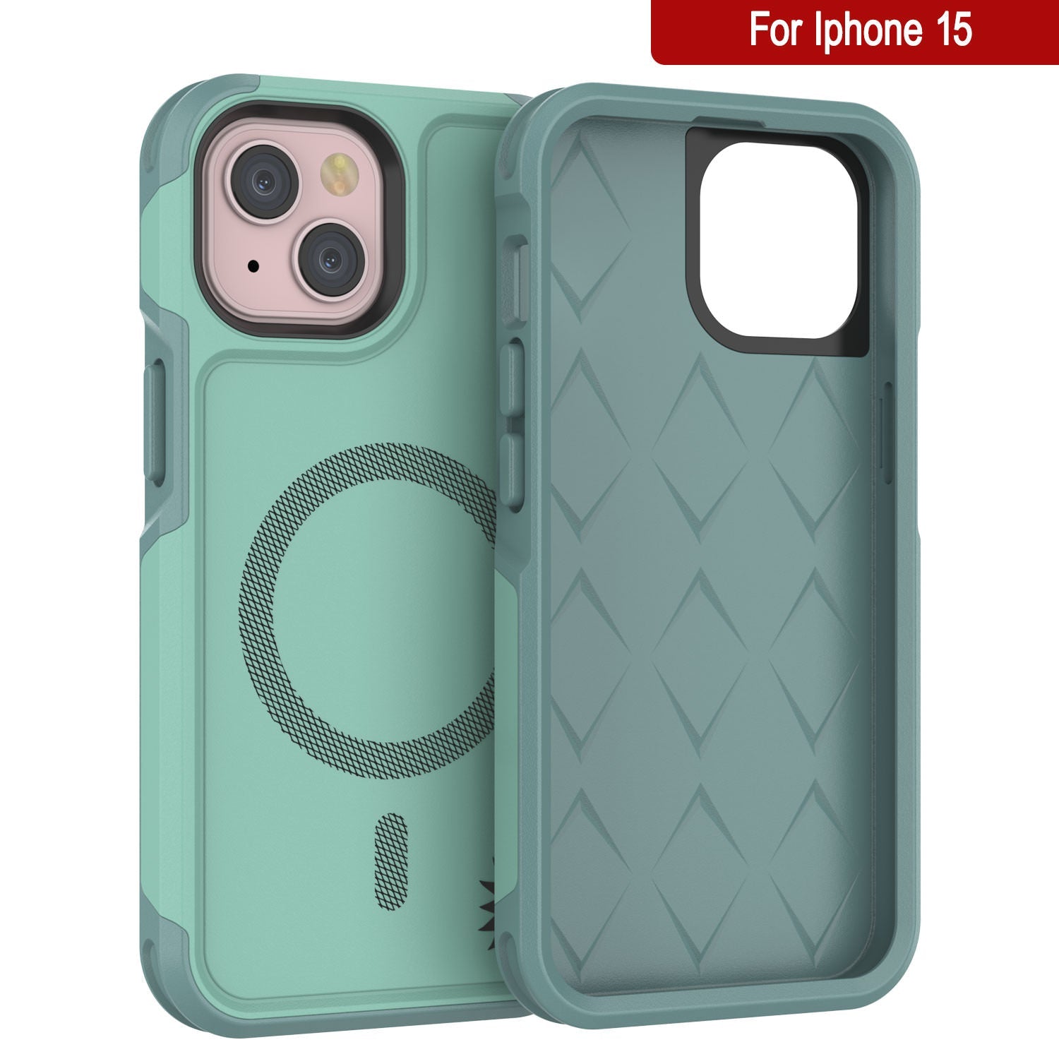 PunkCase iPhone 15 Case, [Spartan 2.0 Series] Clear Rugged Heavy Duty Cover W/Built in Screen Protector [teal]