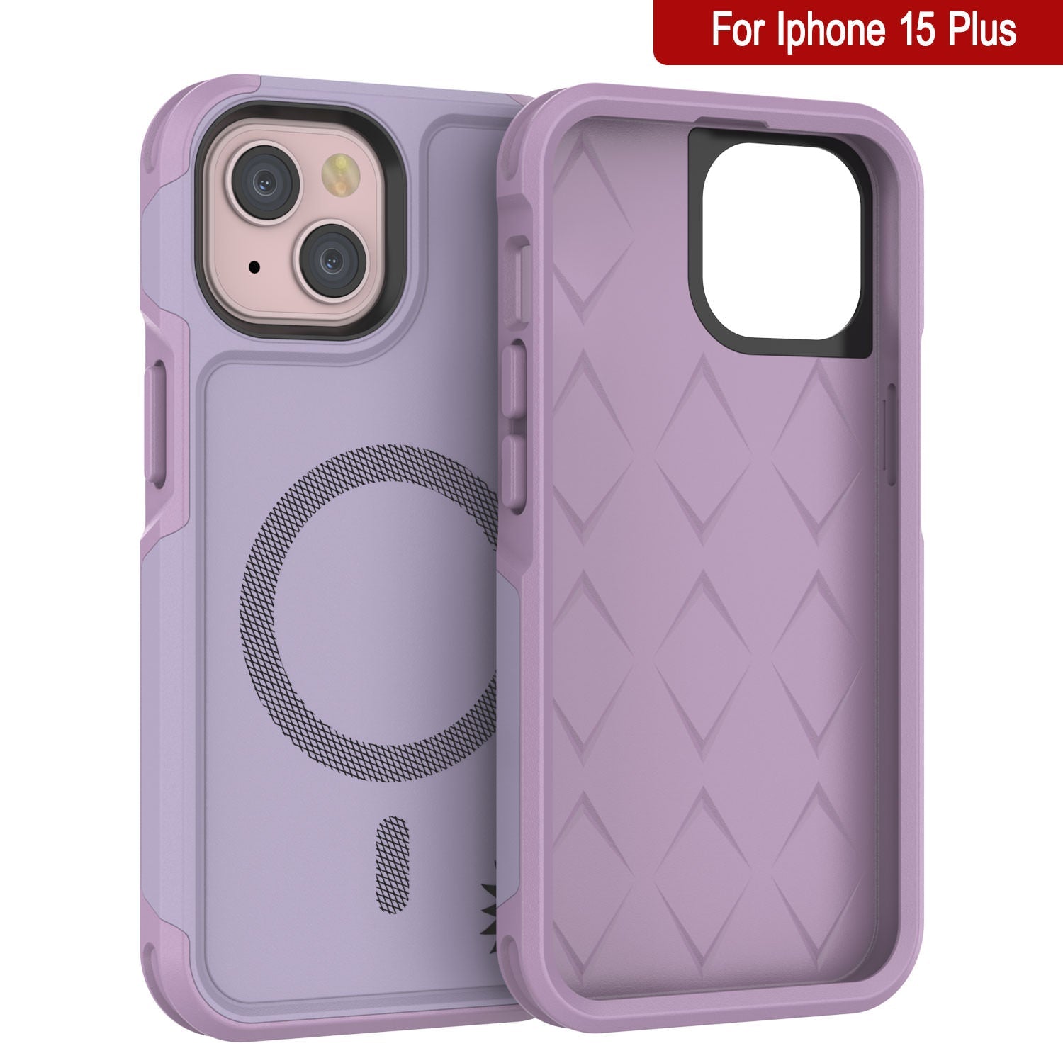 PunkCase iPhone 15 Plus Case, [Spartan 2.0 Series] Clear Rugged Heavy Duty Cover W/Built in Screen Protector [lilac]