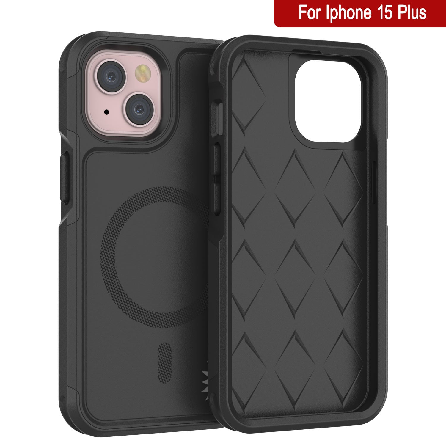 PunkCase iPhone 15 Plus Case, [Spartan 2.0 Series] Clear Rugged Heavy Duty Cover W/Built in Screen Protector [Black]