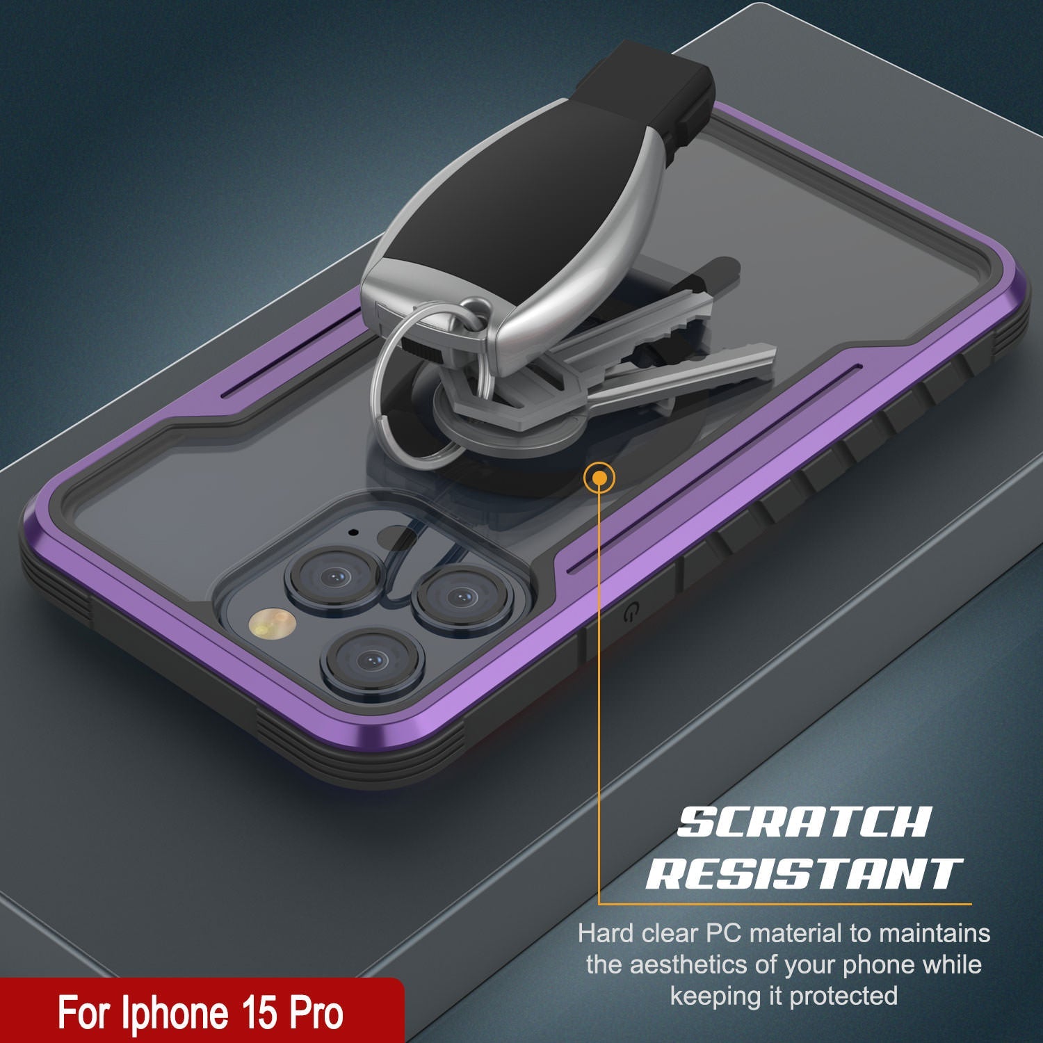 Punkcase iPhone 15 Pro Armor Stealth MAG Defense Case Protective Military Grade Multilayer Cover [Purple]