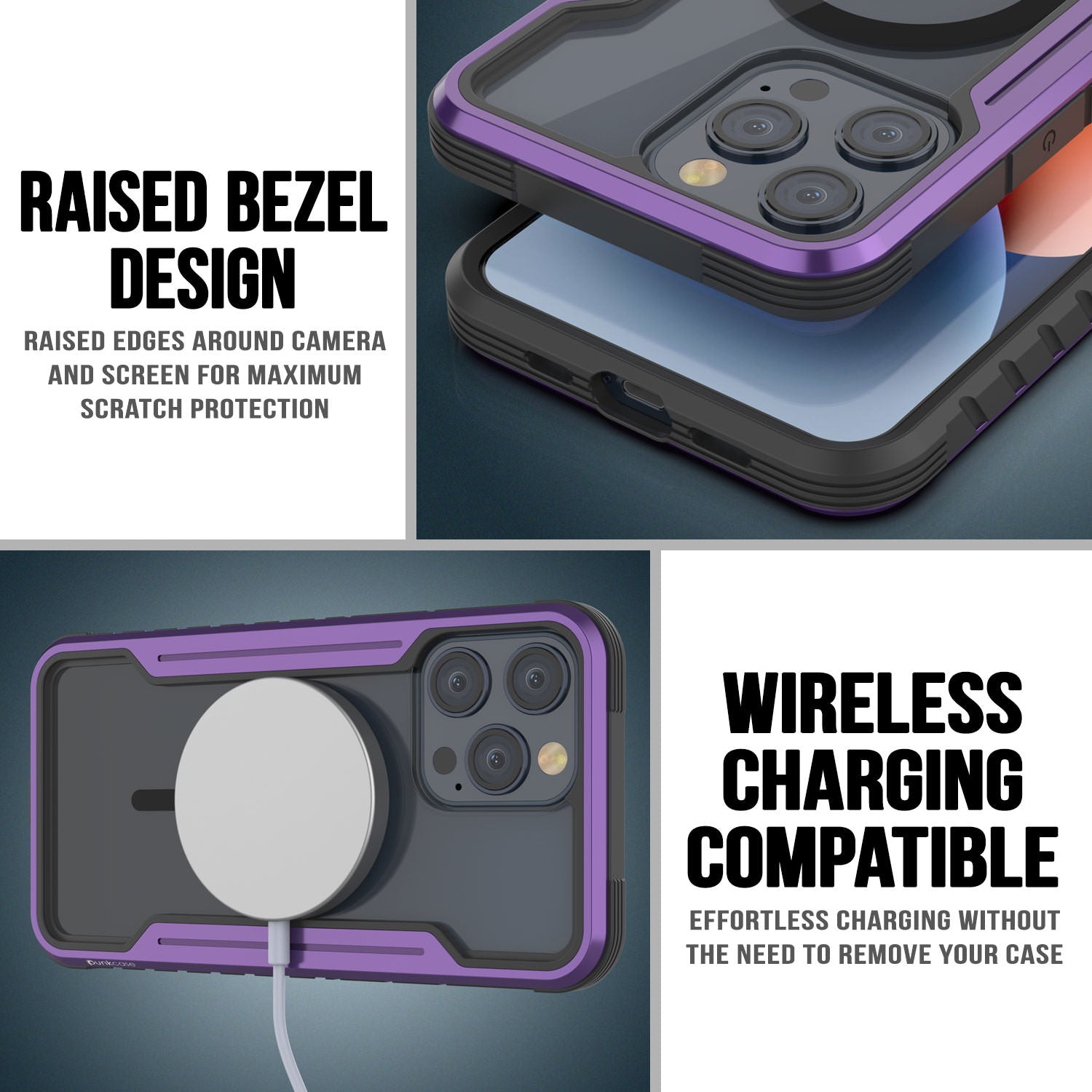 Punkcase iPhone 15 Pro Armor Stealth MAG Defense Case Protective Military Grade Multilayer Cover [Purple]