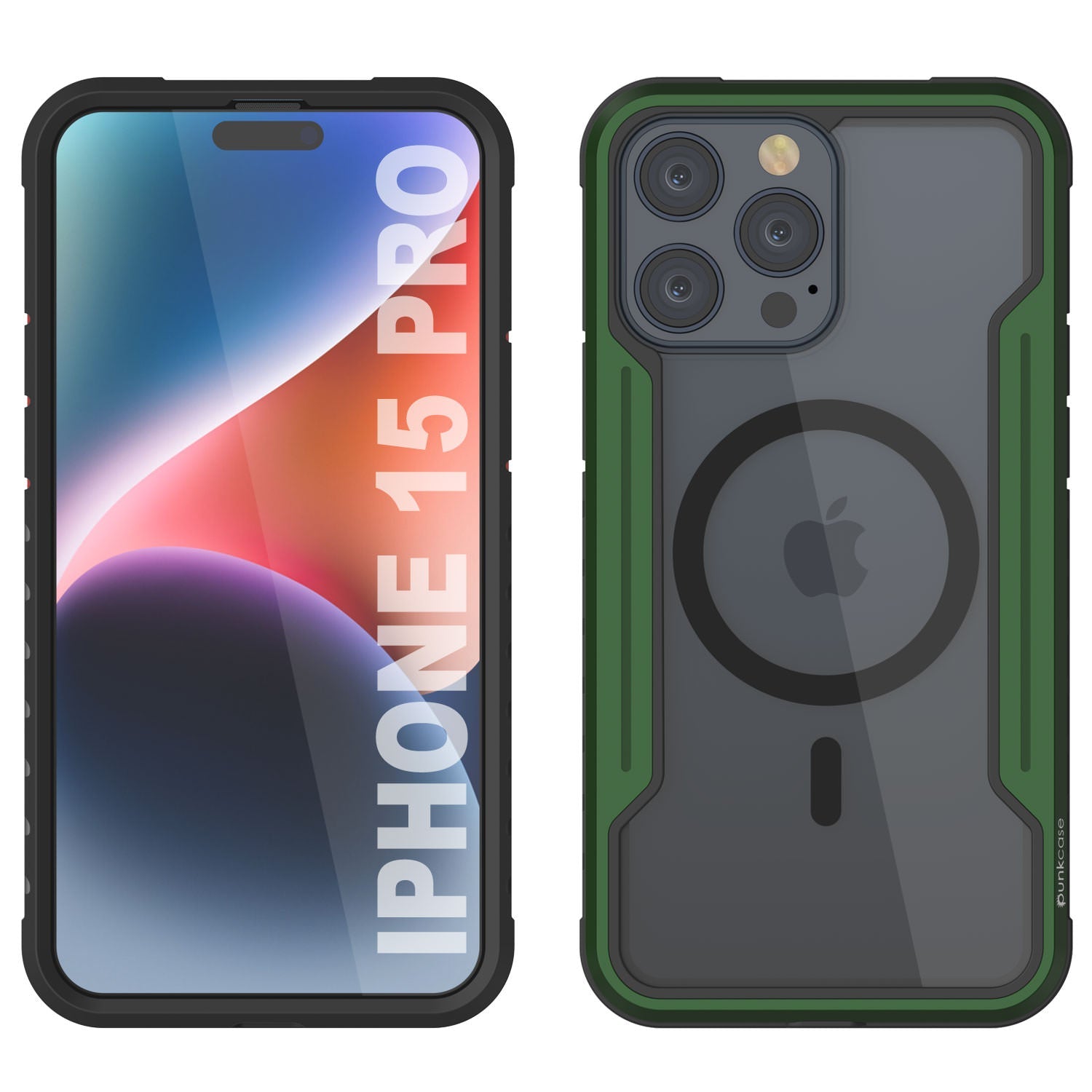 Punkcase iPhone 15 Pro Armor Stealth MAG Defense Case Protective Military Grade Multilayer Cover [Dark Green]