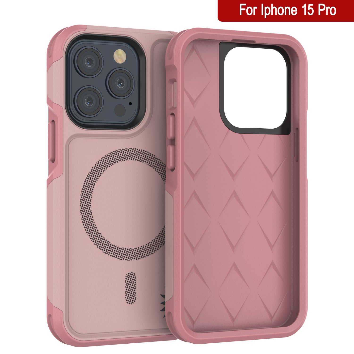 PunkCase iPhone 15 Pro Case, [Spartan 2.0 Series] Clear Rugged Heavy Duty Cover W/Built in Screen Protector [pink]