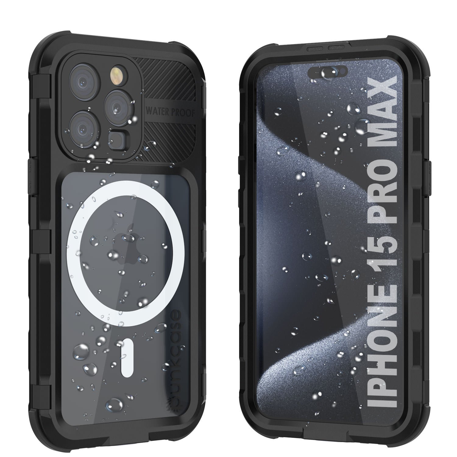 iPhone 15 Pro Max Metal Extreme 2.0 Series Aluminum Waterproof Case IP68 W/Buillt in Screen Protector [Black]
