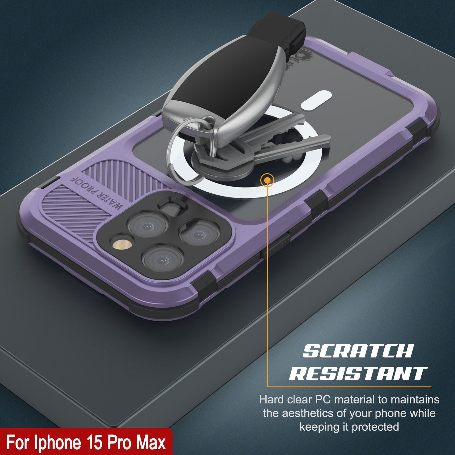 iPhone 15 Pro Max Metal Extreme 2.0 Series Aluminum Waterproof Case IP68 W/Buillt in Screen Protector [Purple]