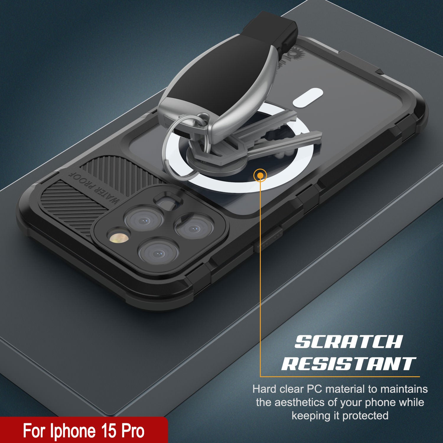 iPhone 15 Pro Metal Extreme 2.0 Series Aluminum Waterproof Case IP68 W/Buillt in Screen Protector [Black]