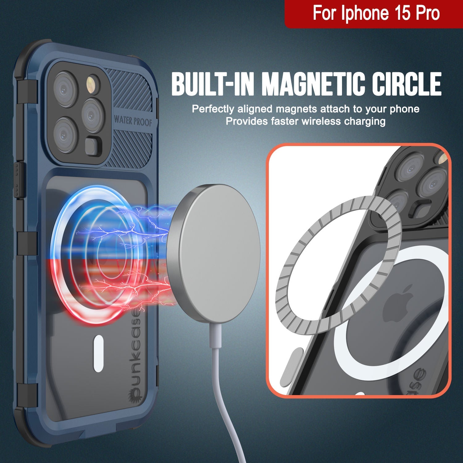 iPhone 15 Pro Metal Extreme 2.0 Series Aluminum Waterproof Case IP68 W/Buillt in Screen Protector [Blue]