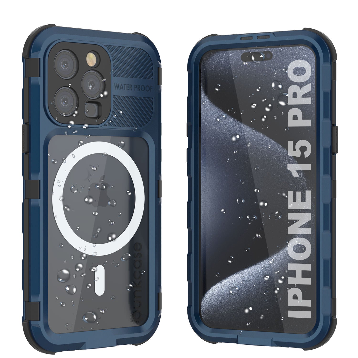 iPhone 15 Pro Metal Extreme 2.0 Series Aluminum Waterproof Case IP68 W/Buillt in Screen Protector [Blue]