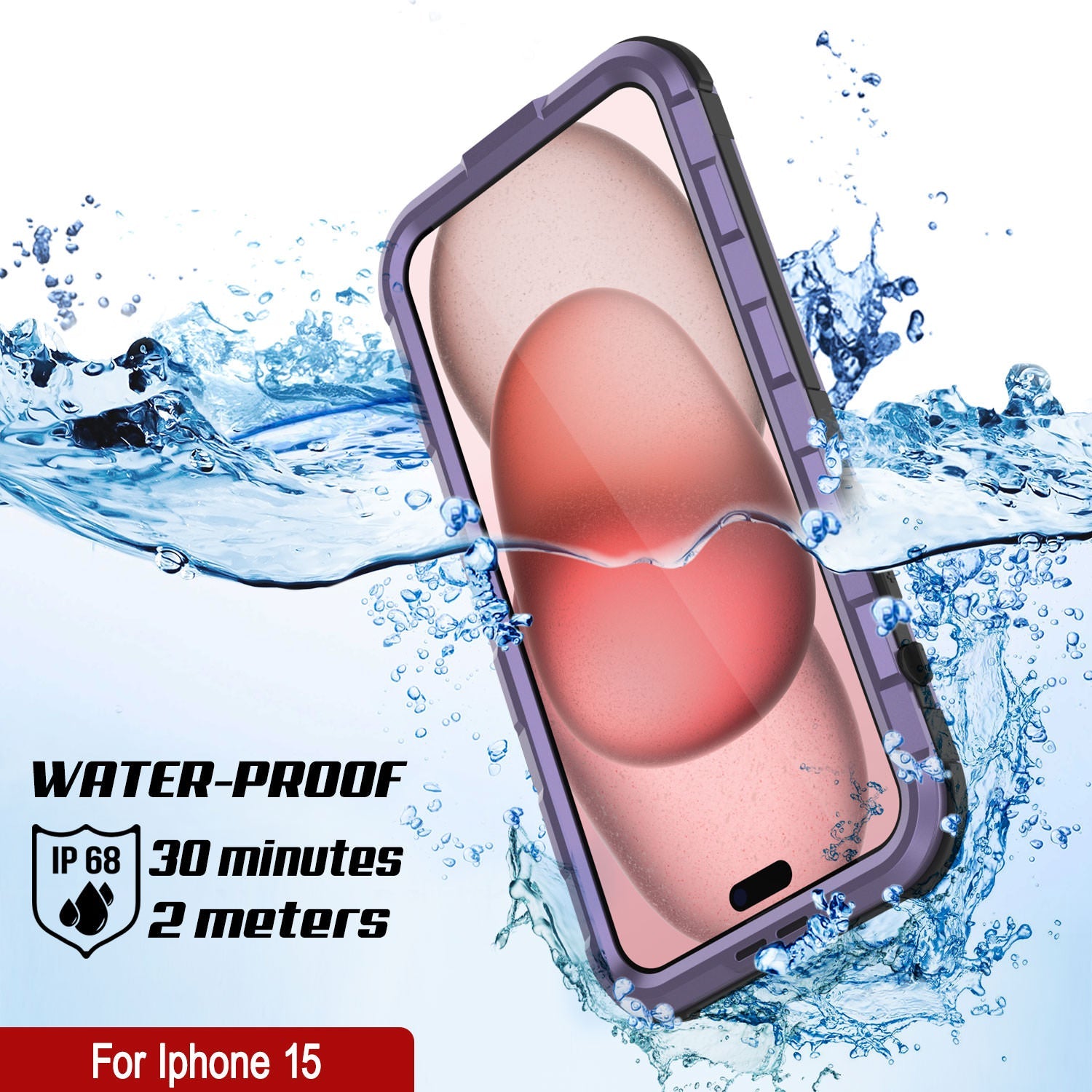 iPhone 15 Metal Extreme 2.0 Series Aluminum Waterproof Case IP68 W/Buillt in Screen Protector [Purple]
