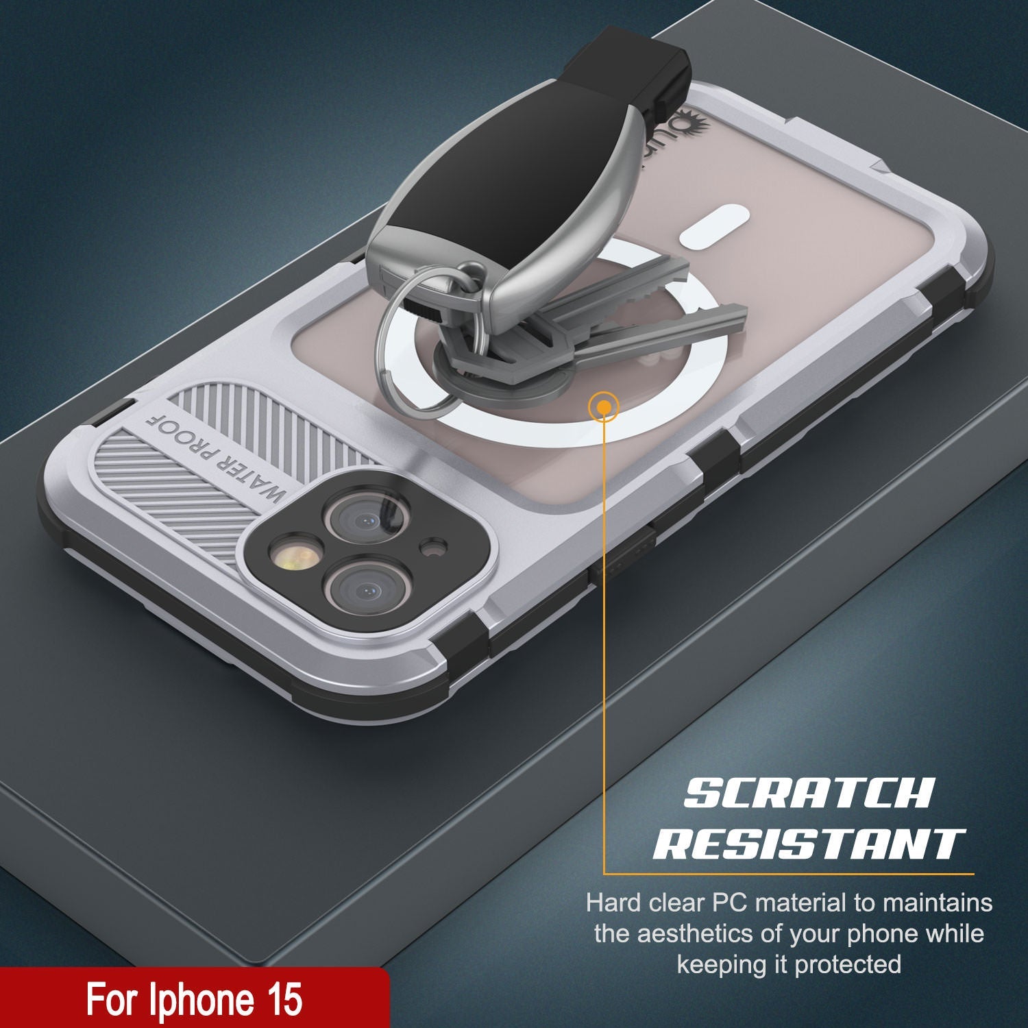 iPhone 15 Metal Extreme 2.0 Series Aluminum Waterproof Case IP68 W/Buillt in Screen Protector [White]