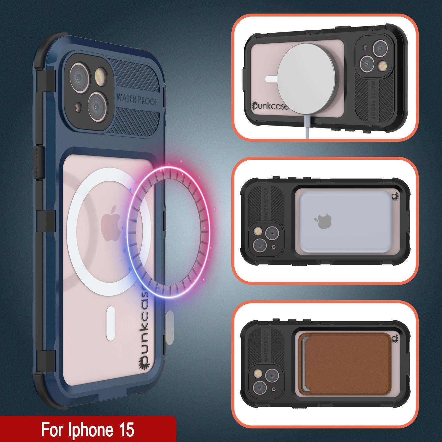iPhone 15 Metal Extreme 2.0 Series Aluminum Waterproof Case IP68 W/Buillt in Screen Protector [Blue]