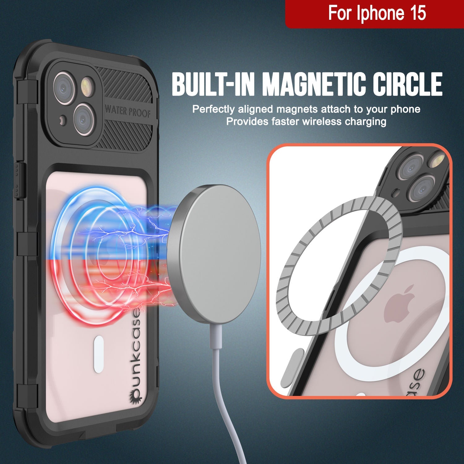 iPhone 15 Metal Extreme 2.0 Series Aluminum Waterproof Case IP68 W/Buillt in Screen Protector [Black]