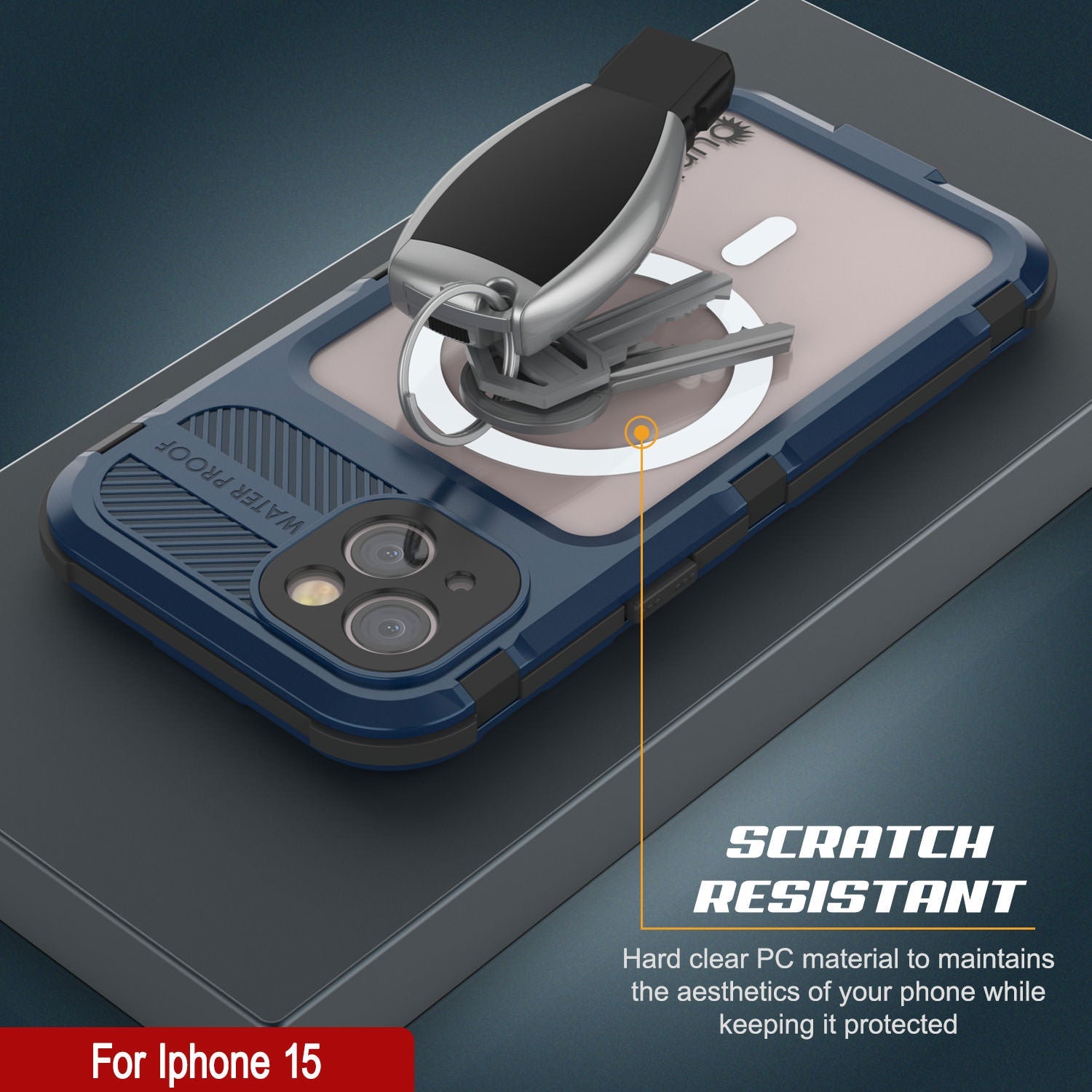 iPhone 15 Metal Extreme 2.0 Series Aluminum Waterproof Case IP68 W/Buillt in Screen Protector [Blue]
