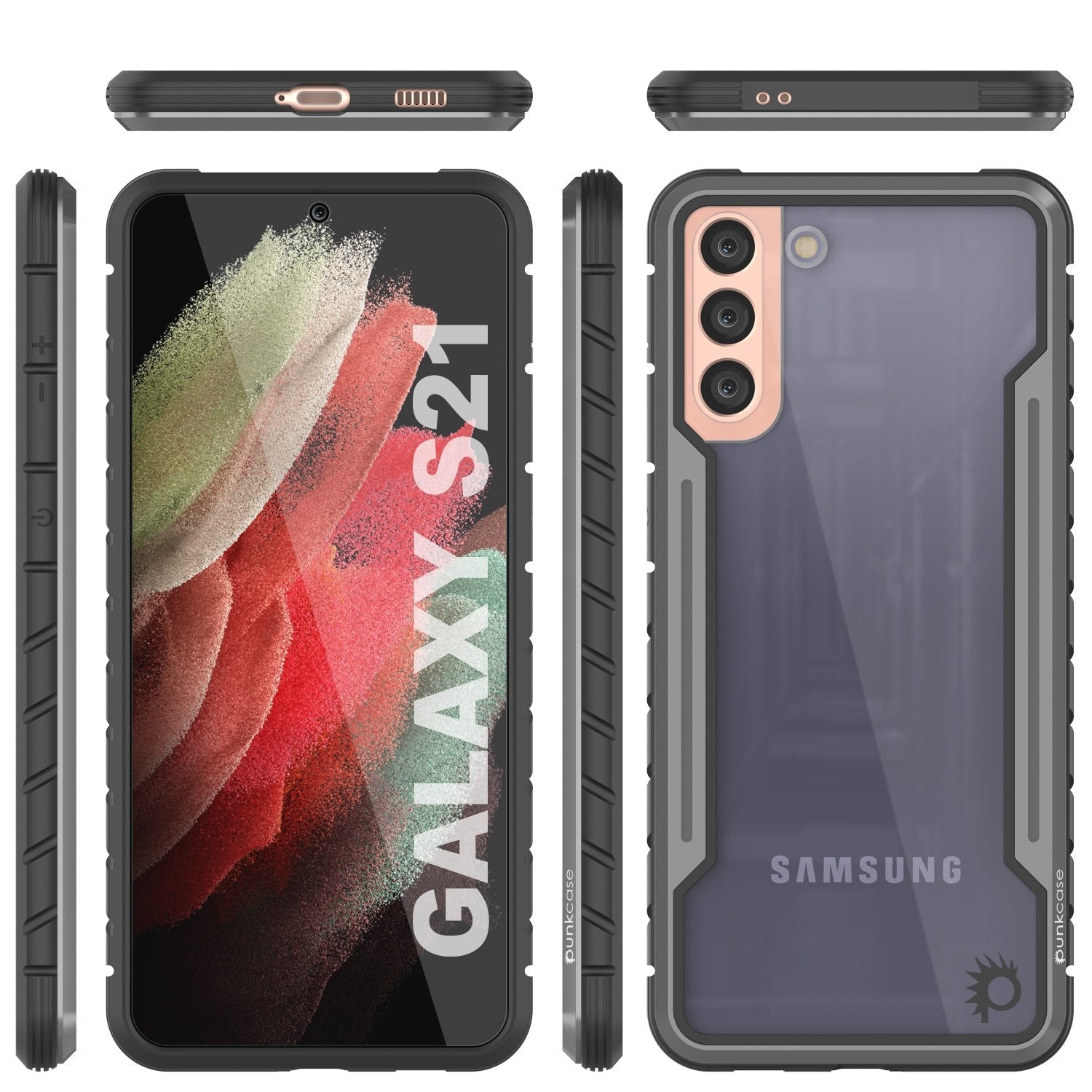 Punkcase S21 ravenger Case Protective Military Grade Multilayer Cover [Grey-Black]