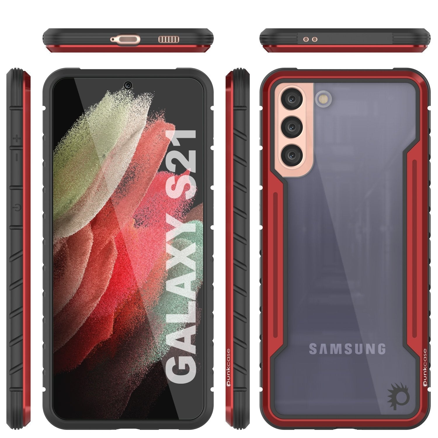 Punkcase S21 ravenger Case Protective Military Grade Multilayer Cover [Red]