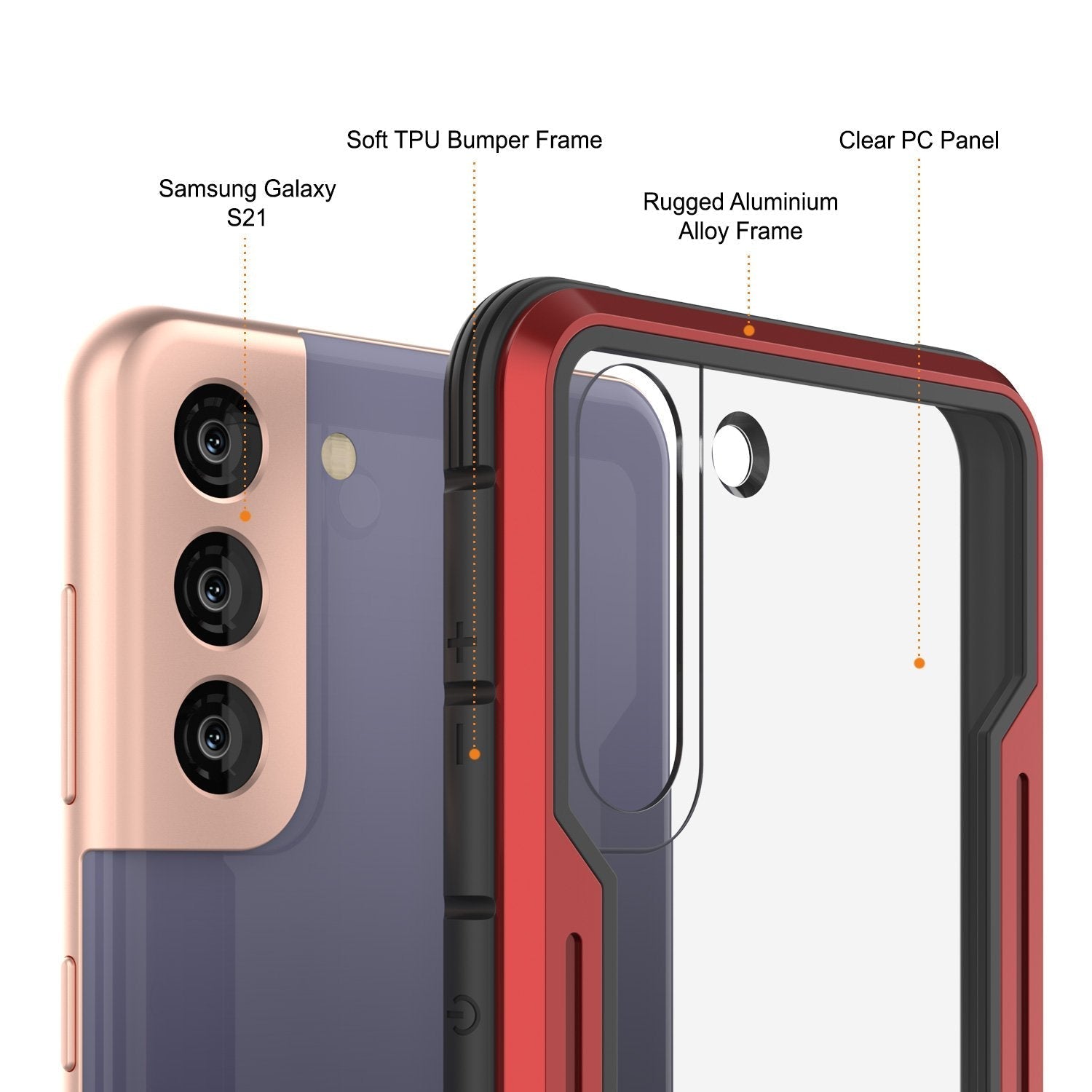Punkcase S21 ravenger Case Protective Military Grade Multilayer Cover [Red]