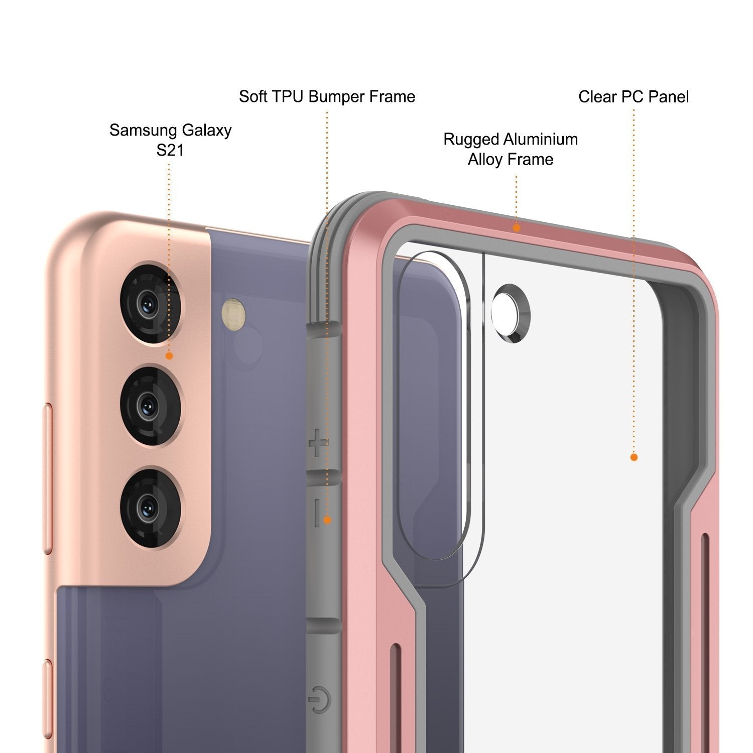 Punkcase S21 ravenger Case Protective Military Grade Multilayer Cover [Rose-Gold]