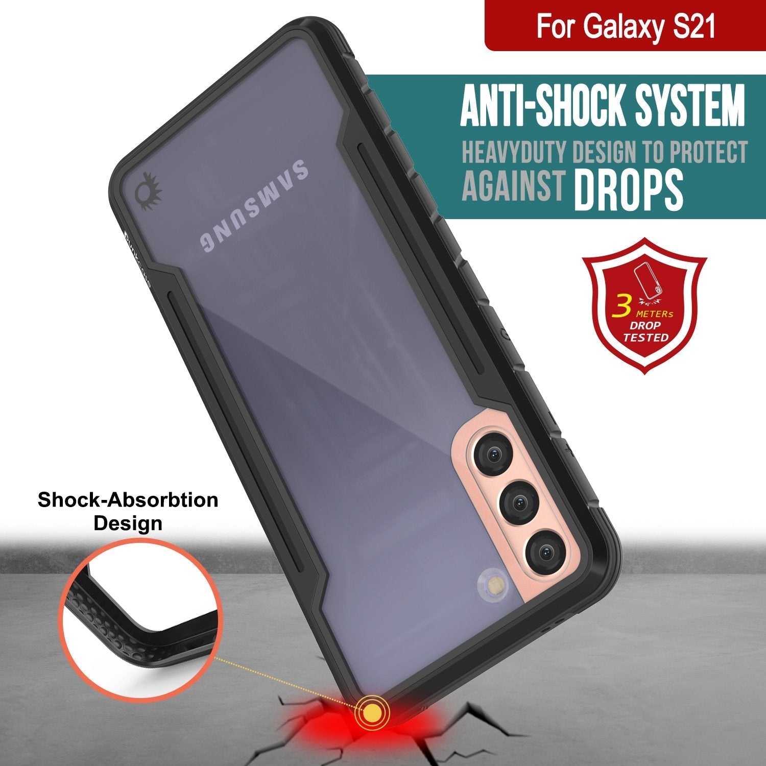 Punkcase S21 ravenger Case Protective Military Grade Multilayer Cover [Black]