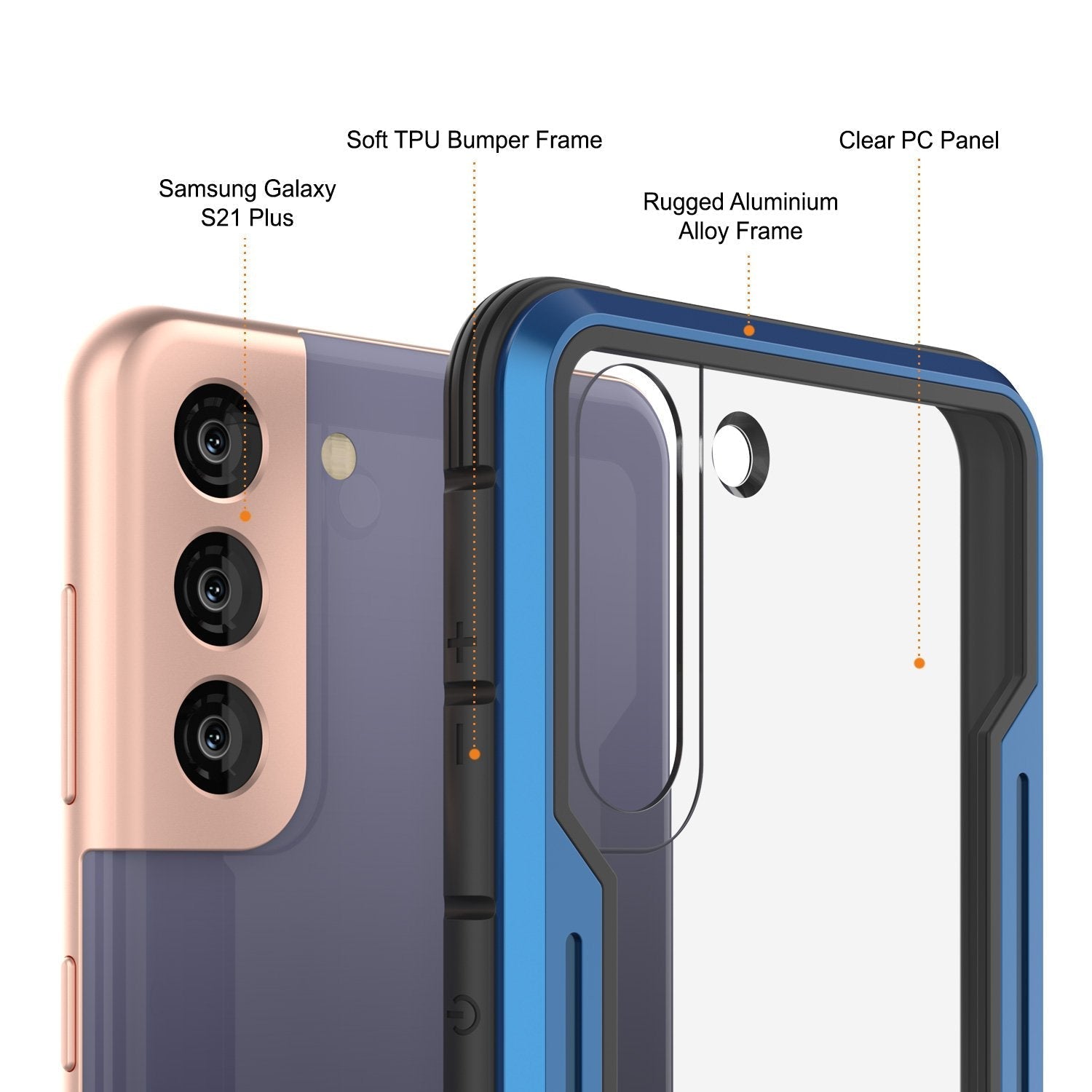 Punkcase S21+ Plus ravenger Case Protective Military Grade Multilayer Cover [Blue]
