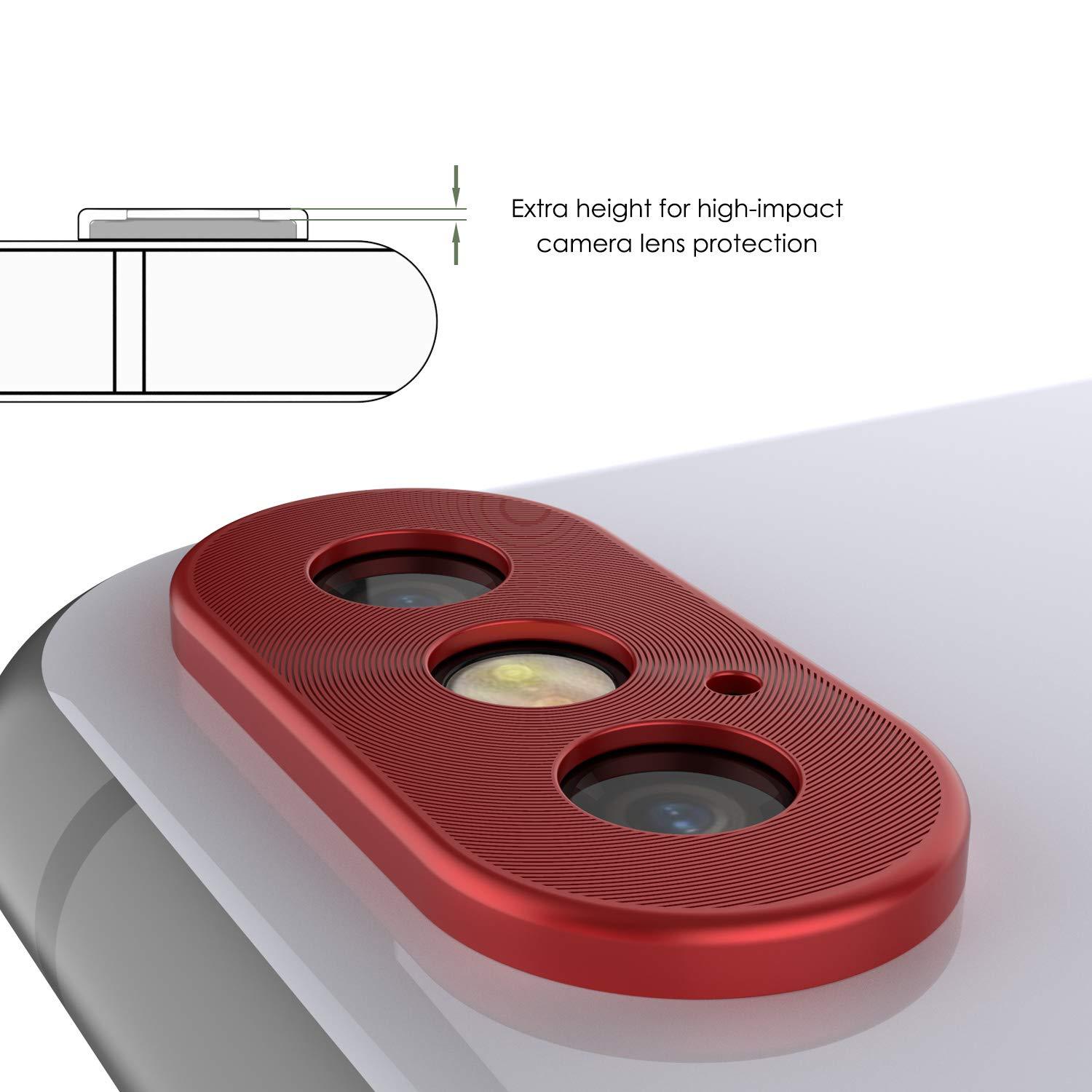 Punkcase iPhone XS Max Camera Protector Ring [Red]