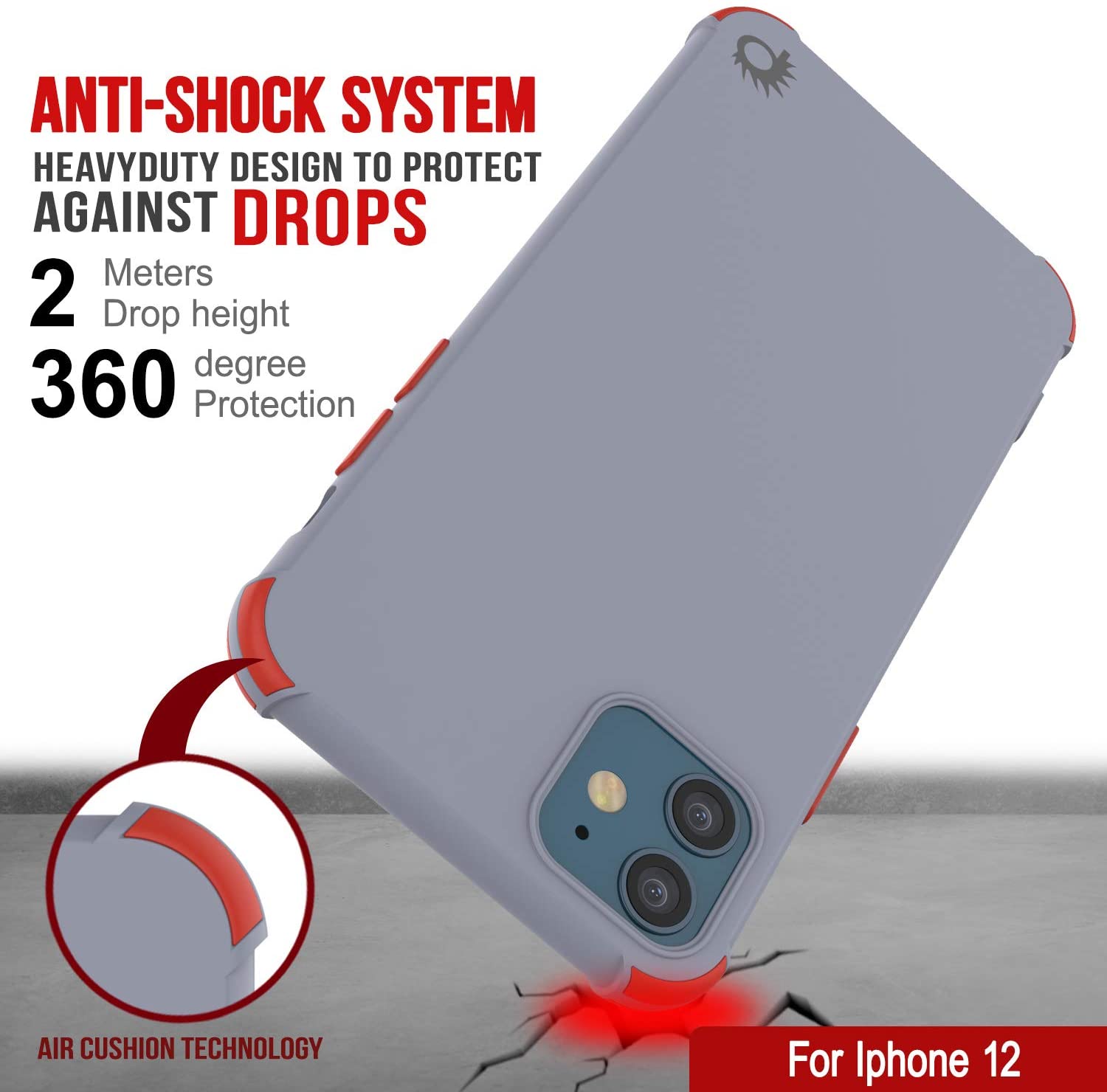 Punkcase Protective & Lightweight TPU Case [Sunshine Series] for iPhone 12 [Grey]