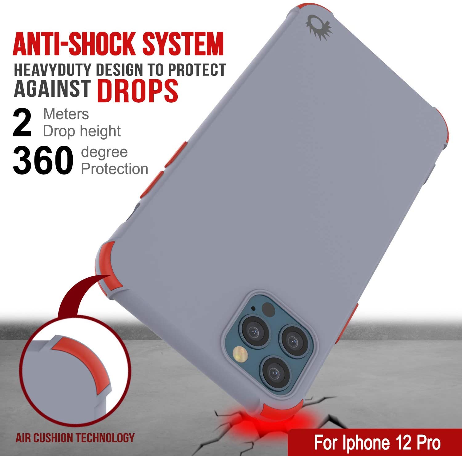 Punkcase Protective & Lightweight TPU Case [Sunshine Series] for iPhone 12 Pro [Grey]