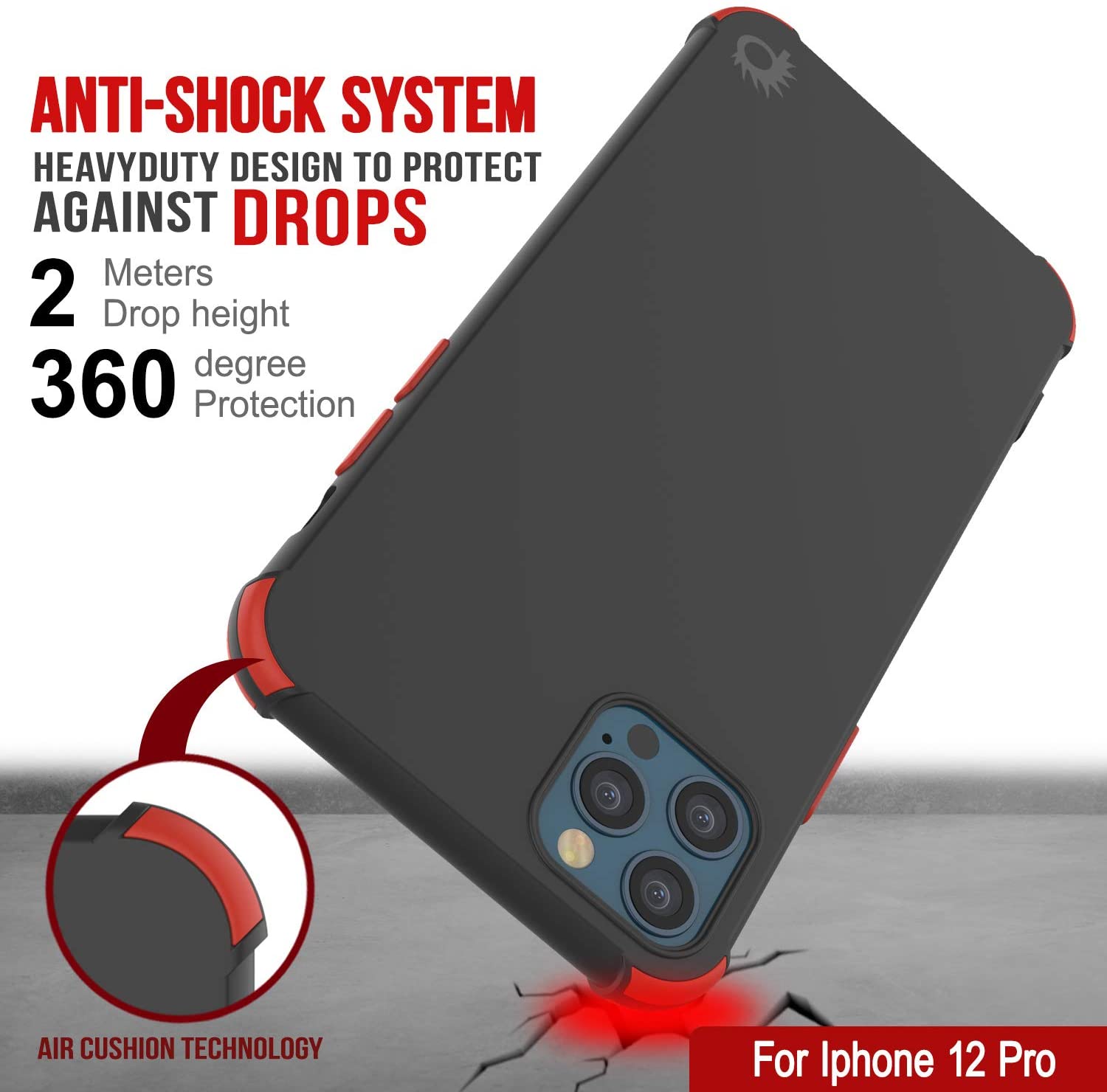 Punkcase Protective & Lightweight TPU Case [Sunshine Series] for iPhone 12 Pro [Black]