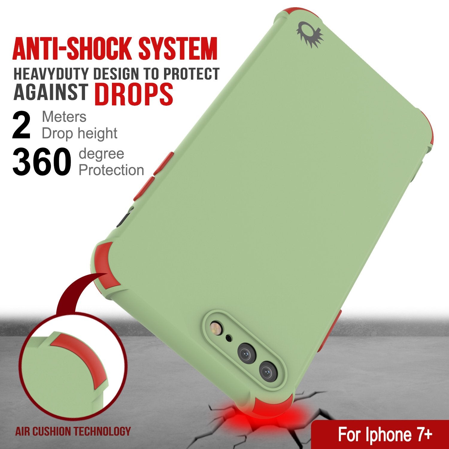 Punkcase Protective & Lightweight TPU Case [Sunshine Series] for iPhone 7+ Plus [Light Green]