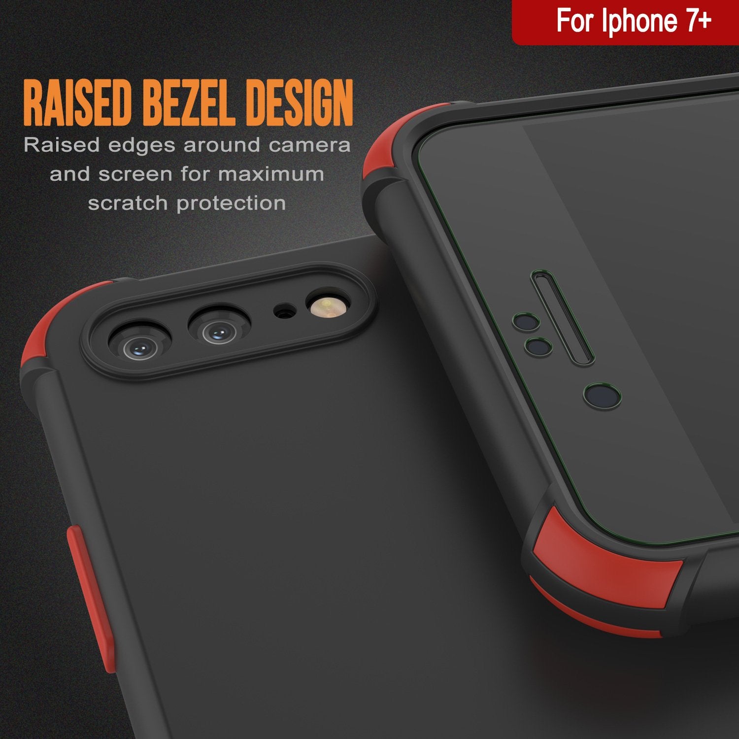 Punkcase Protective & Lightweight TPU Case [Sunshine Series] for iPhone 7+ Plus [Black]
