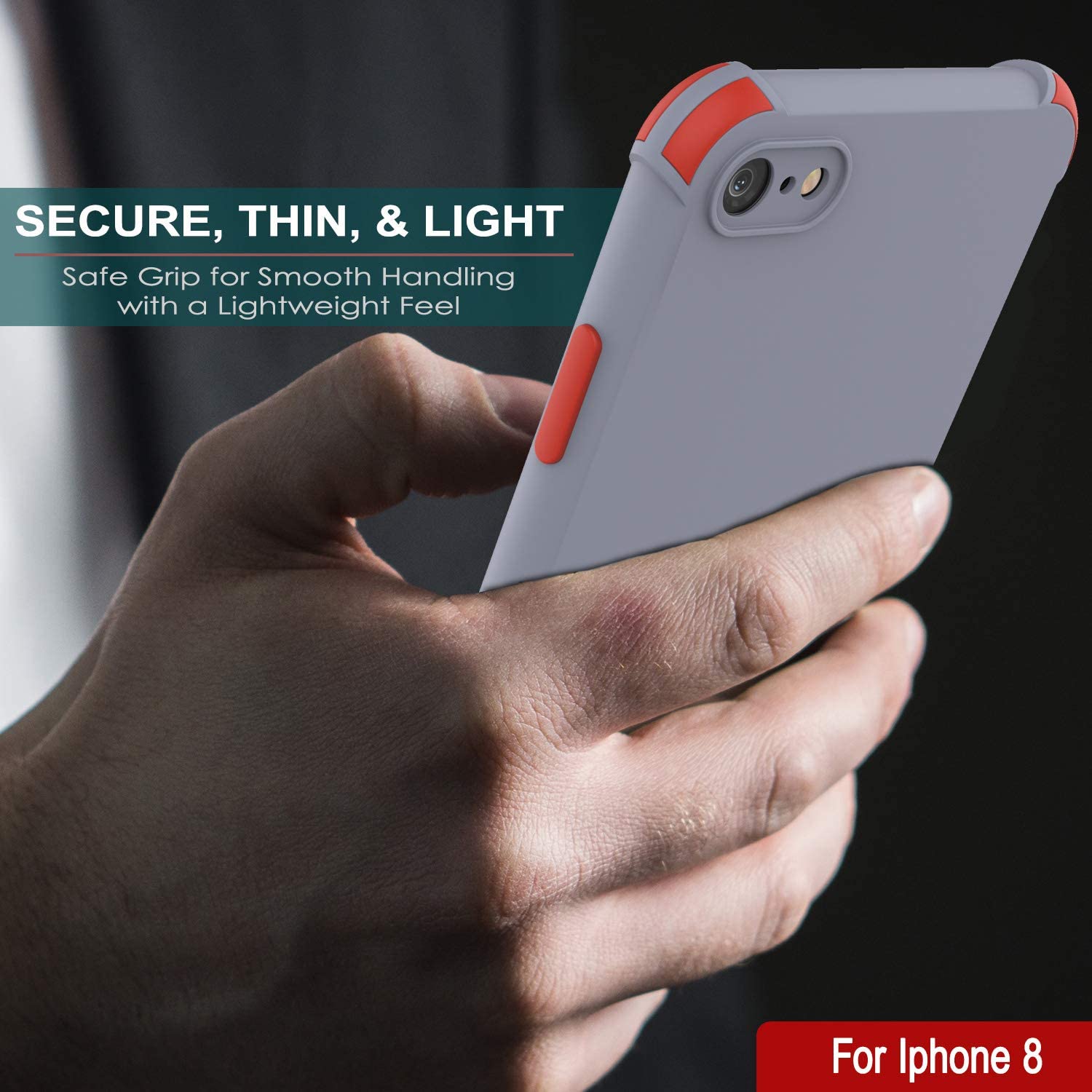 Punkcase Protective & Lightweight TPU Case [Sunshine Series] for iPhone 8 [Grey]