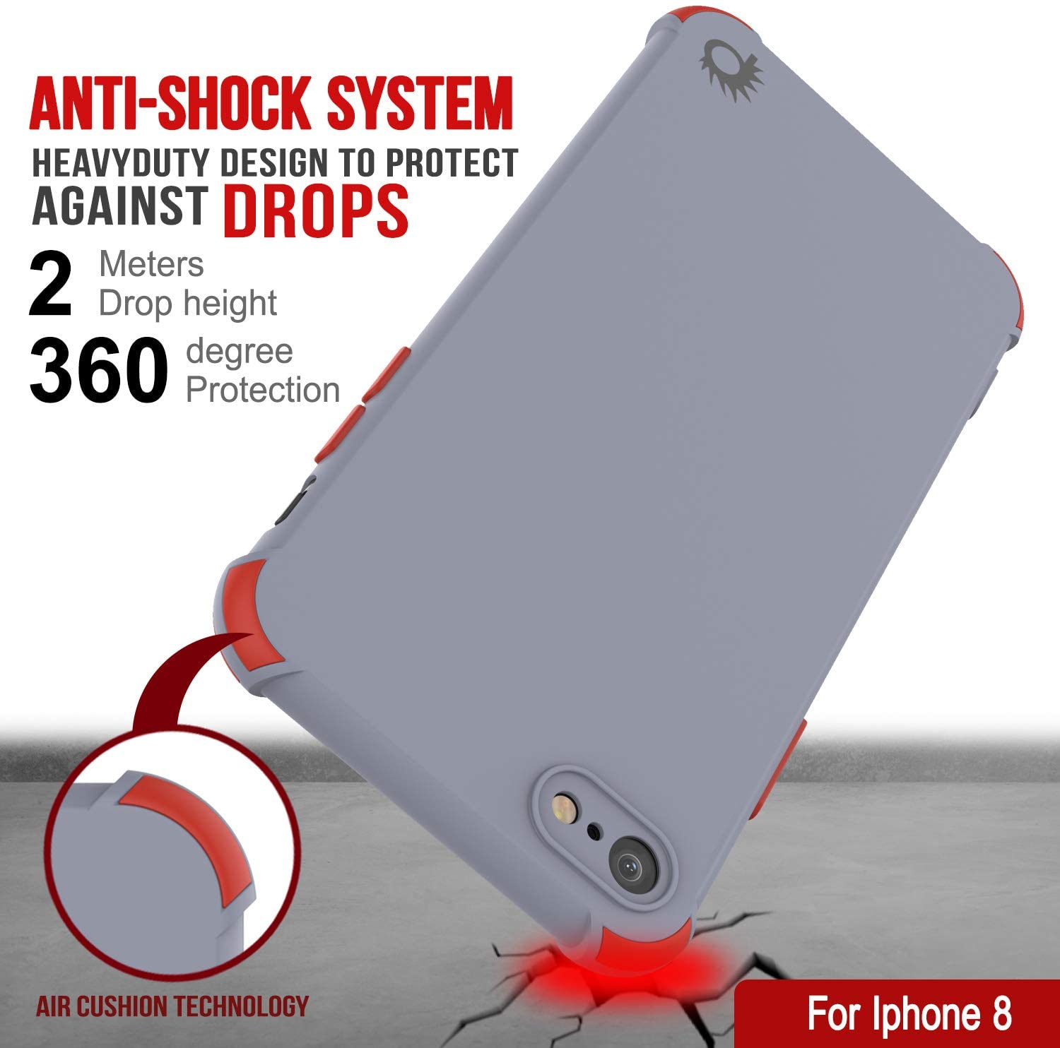 Punkcase Protective & Lightweight TPU Case [Sunshine Series] for iPhone 8 [Grey]