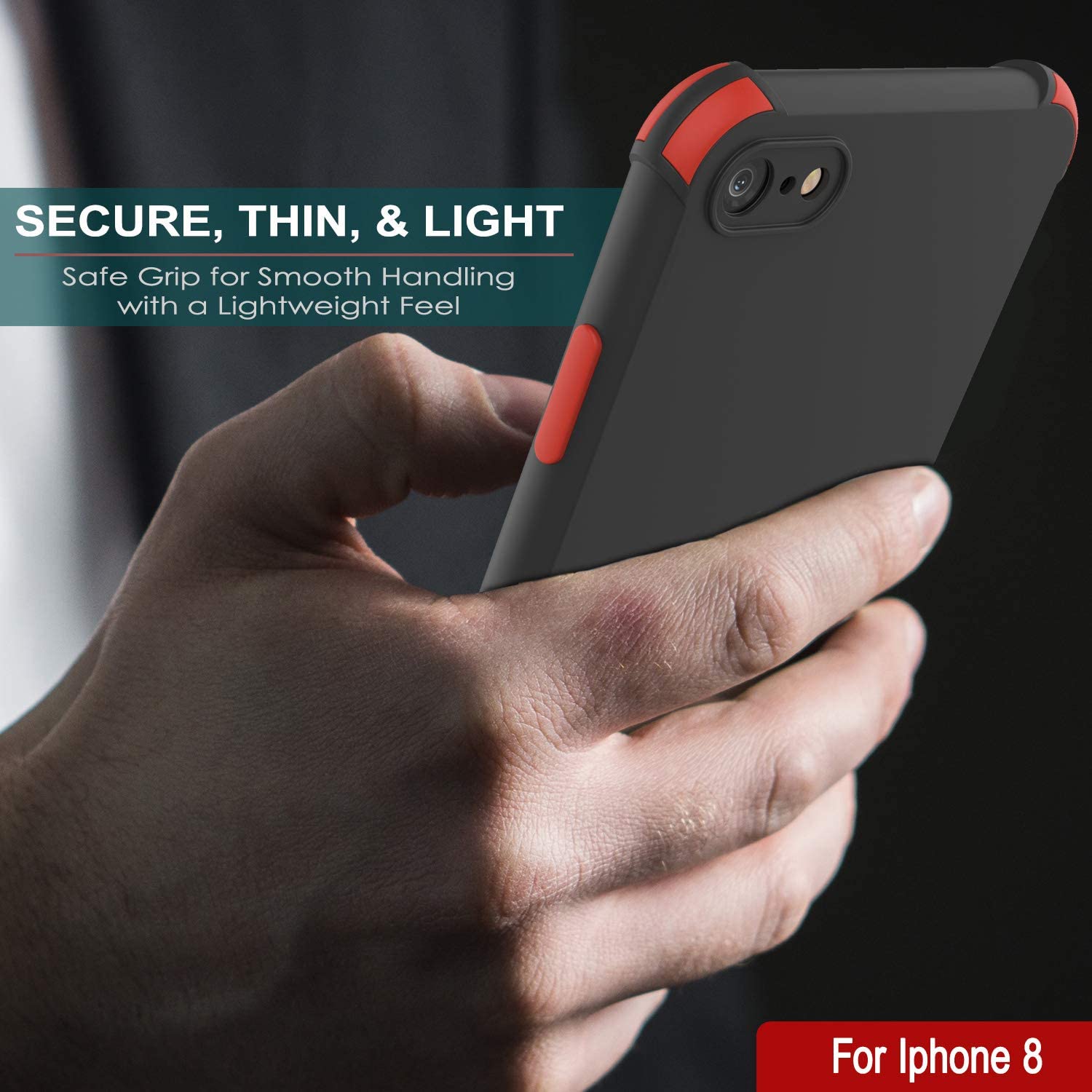 Punkcase Protective & Lightweight TPU Case [Sunshine Series] for iPhone 8 [Black]