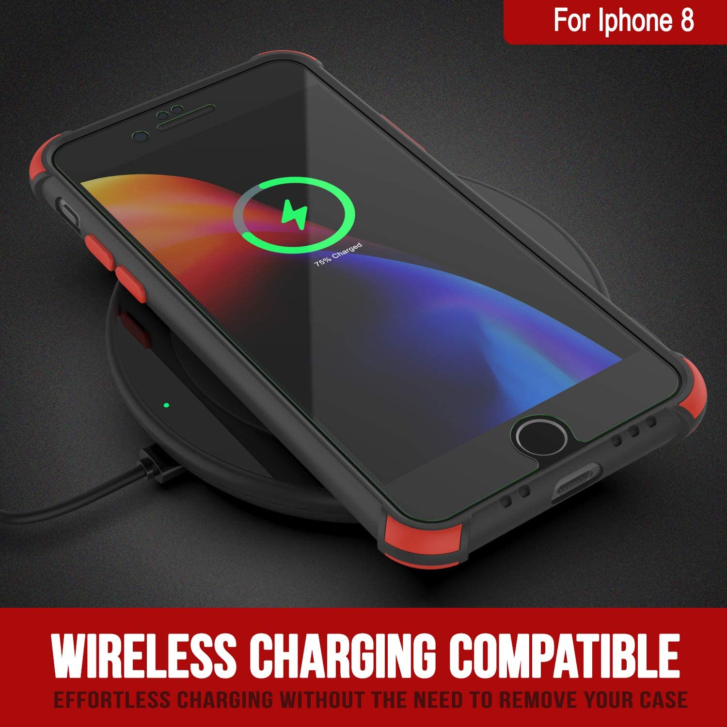 Punkcase Protective & Lightweight TPU Case [Sunshine Series] for iPhone 8 [Black]