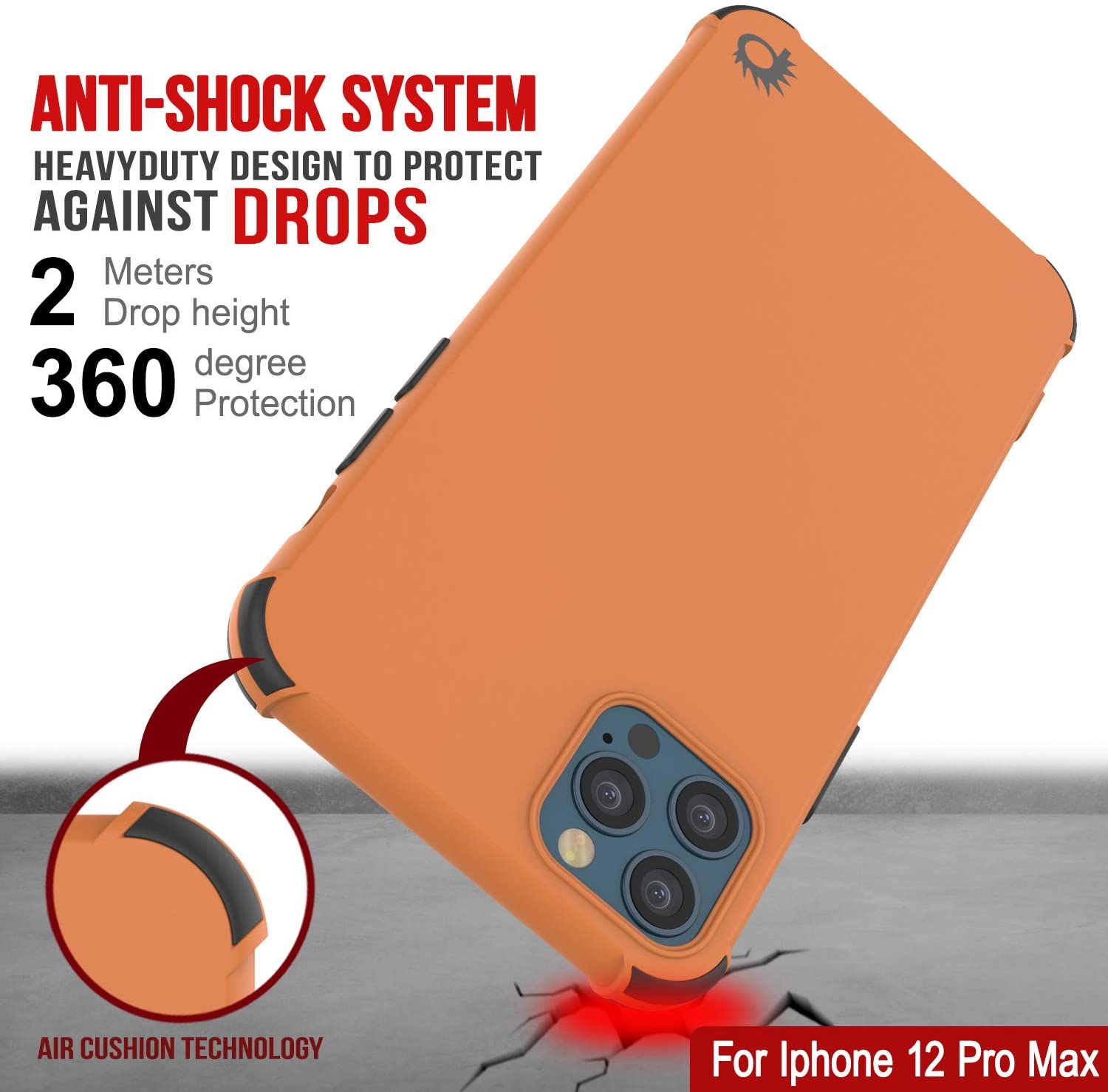 Punkcase Protective & Lightweight TPU Case [Sunshine Series] for iPhone 12 Pro Max [Orange]