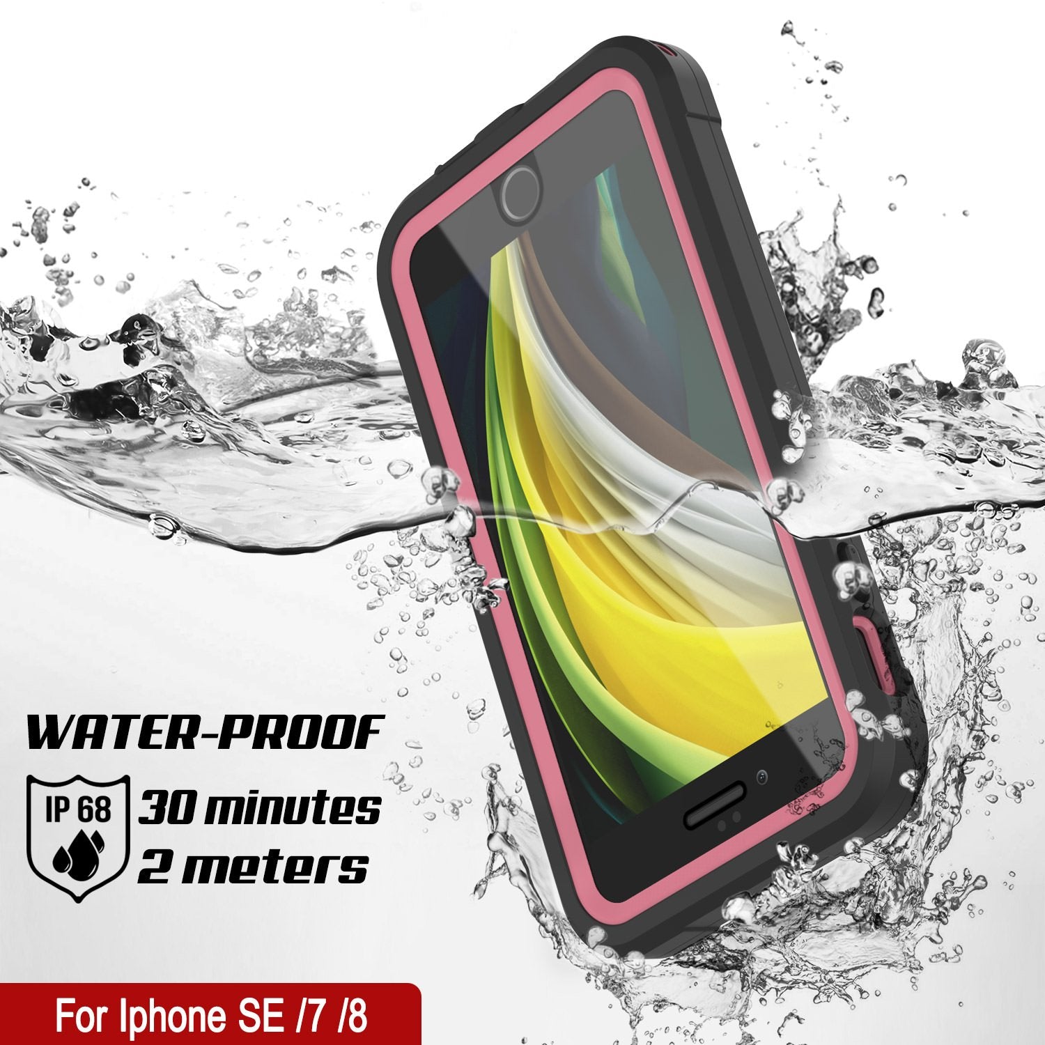 iPhone 7 Waterproof IP68 Case, Punkcase [pink]  [Maximus Series] [Slim Fit] [IP68 Certified] [Shockresistant] Clear Armor Cover with Screen Protector | Ultimate Protection