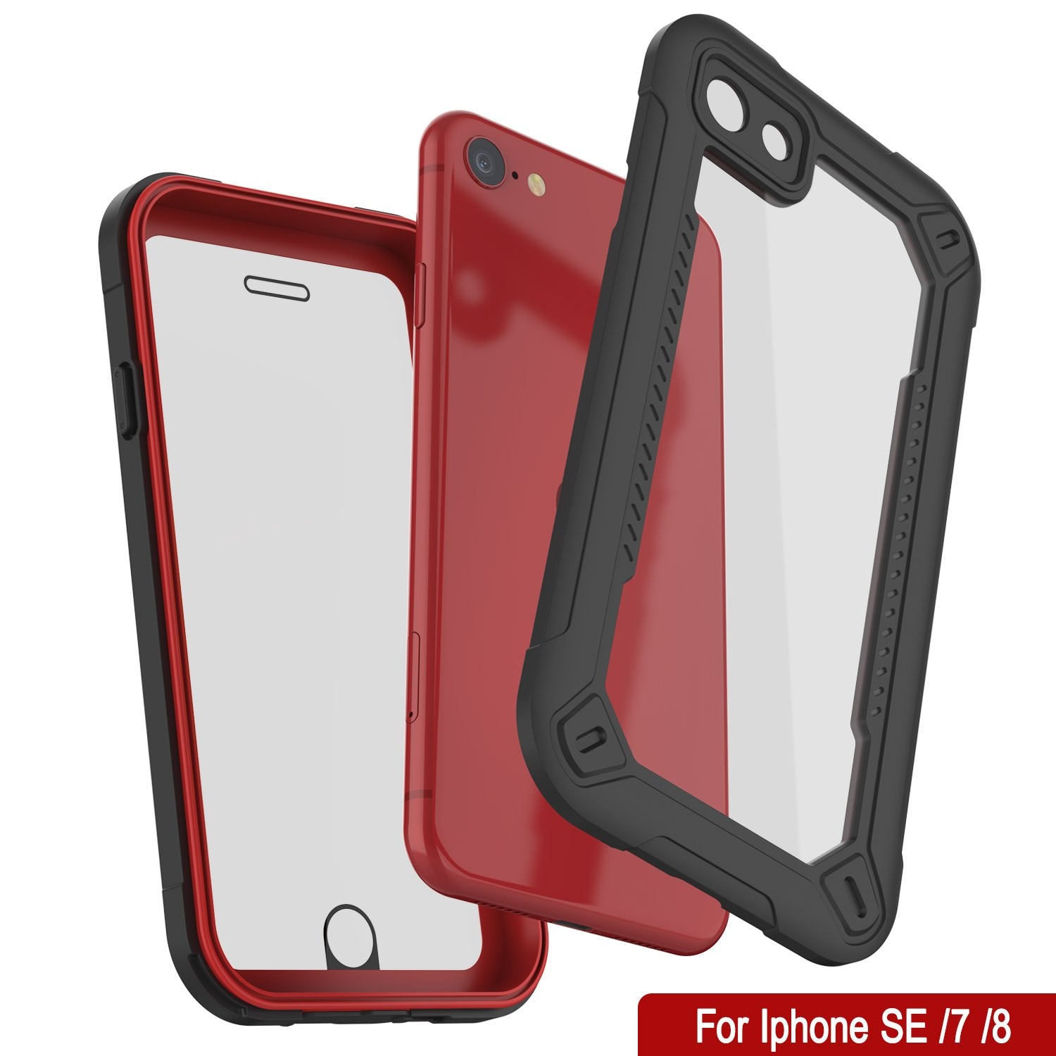 iPhone 7 Waterproof IP68 Case, Punkcase [red]  [Maximus Series] [Slim Fit] [IP68 Certified] [Shockresistant] Clear Armor Cover with Screen Protector | Ultimate Protection