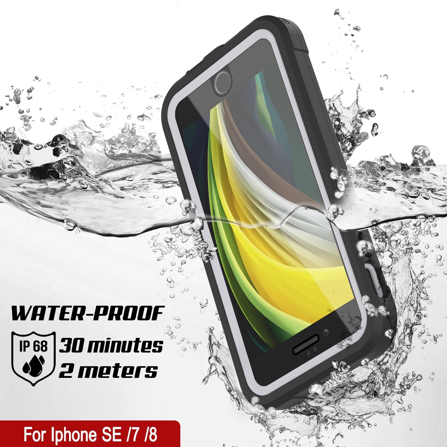 iPhone 8 Waterproof IP68 Case, Punkcase [white]  [Maximus Series] [Slim Fit] [IP68 Certified] [Shockresistant] Clear Armor Cover with Screen Protector | Ultimate Protection
