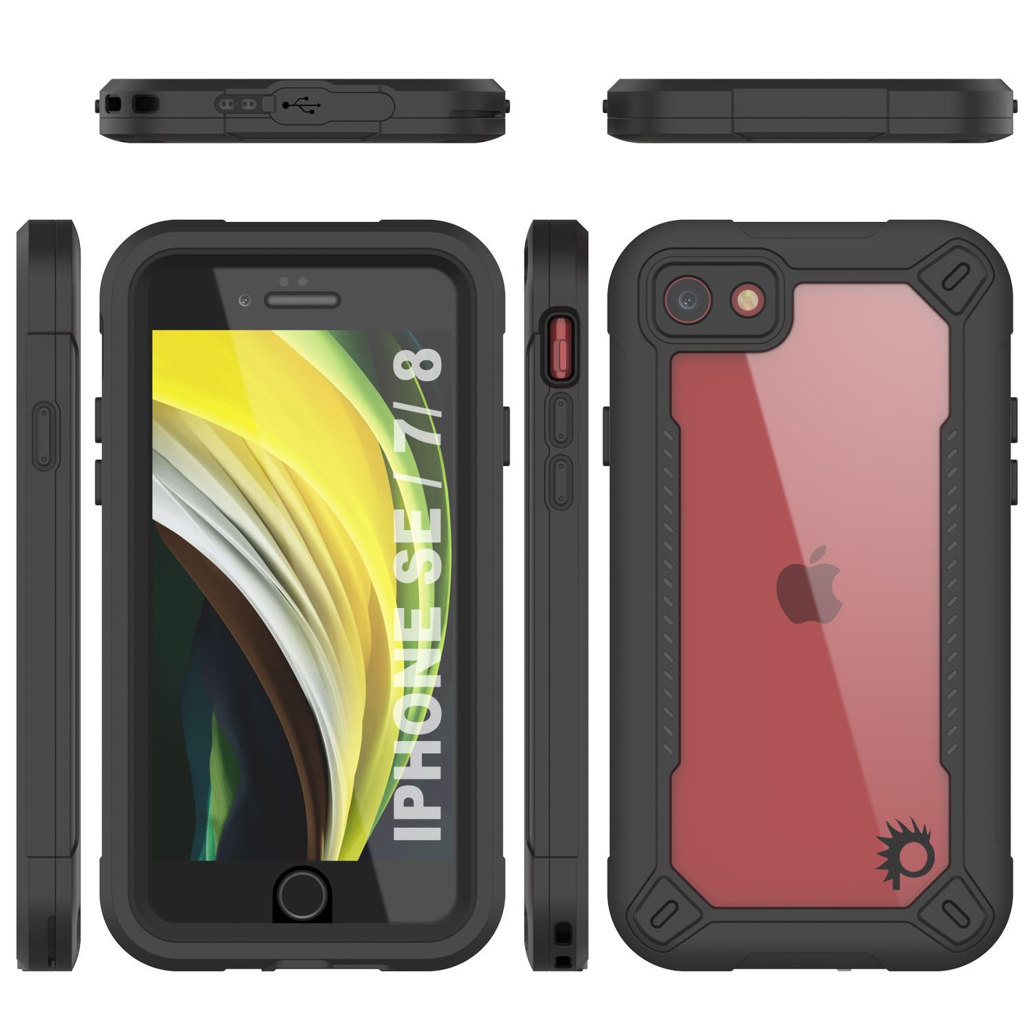 iPhone SE (4.7") Waterproof IP68 Case, Punkcase [Black]  [Maximus Series] [Slim Fit] [IP68 Certified] [Shockresistant] Clear Armor Cover with Screen Protector | Ultimate Protection
