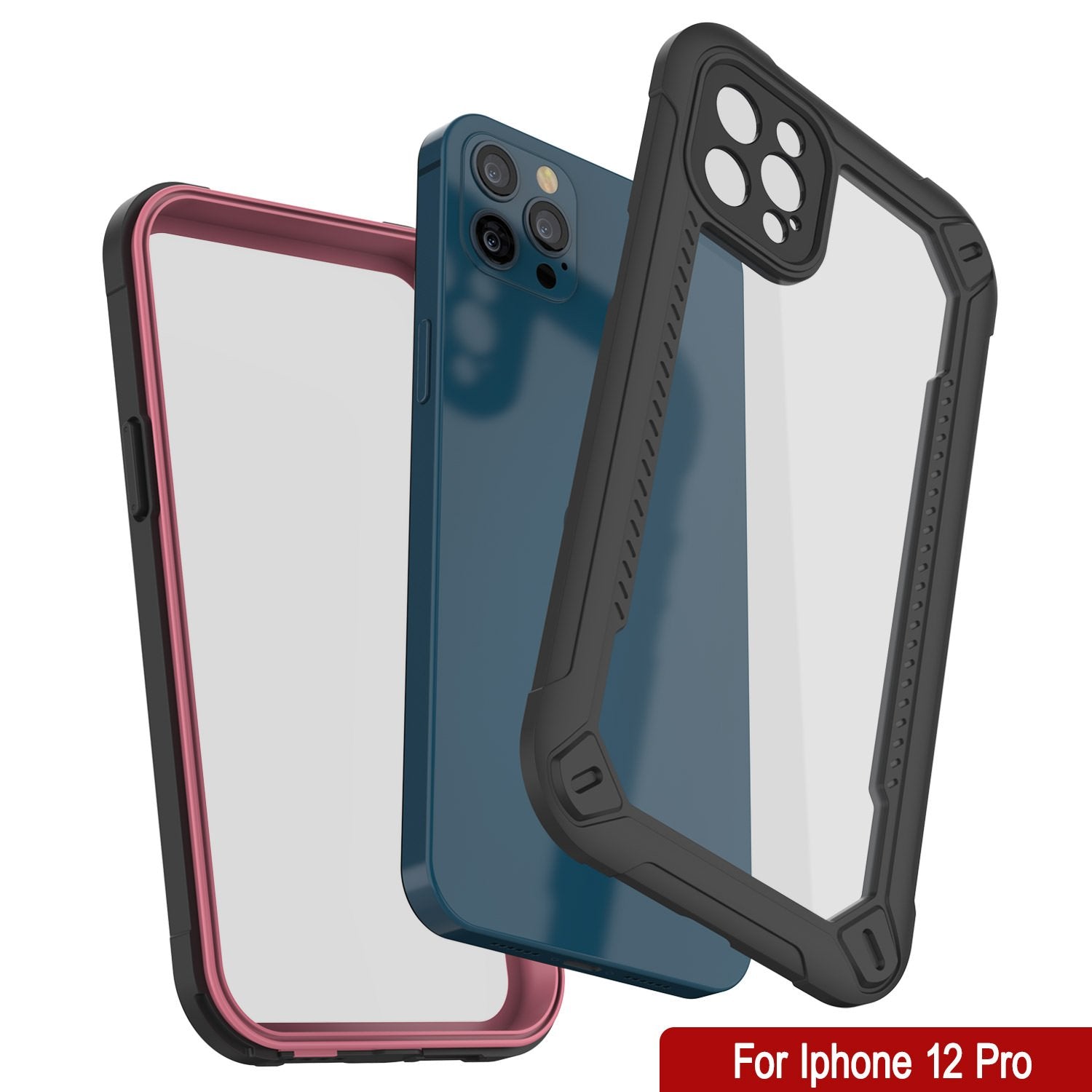 iPhone 12 Pro Waterproof IP68 Case, Punkcase [pink]  [Maximus Series] [Slim Fit] [IP68 Certified] [Shockresistant] Clear Armor Cover with Screen Protector | Ultimate Protection