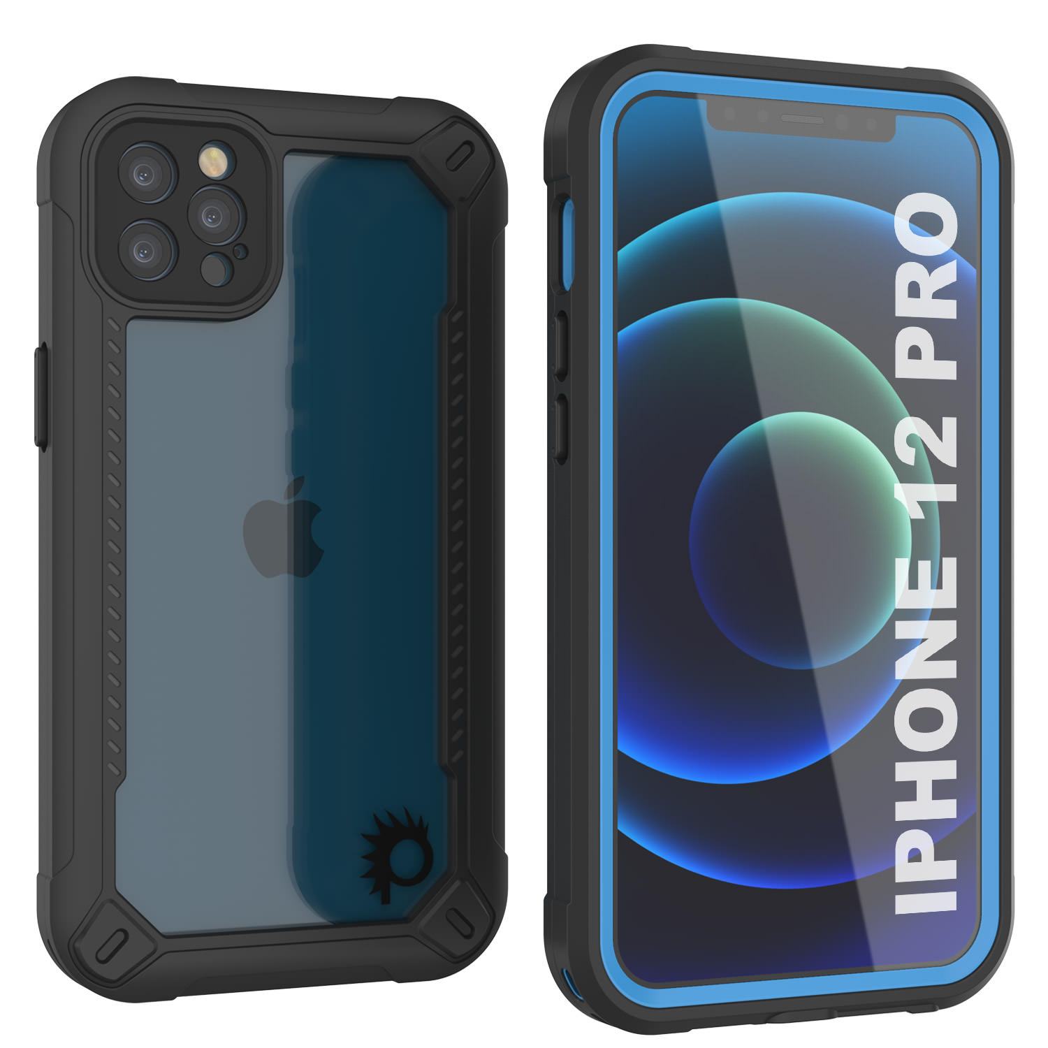 iPhone 12 Pro Waterproof IP68 Case, Punkcase [Blue]  [Maximus Series] [Slim Fit] [IP68 Certified] [Shockresistant] Clear Armor Cover with Screen Protector | Ultimate Protection