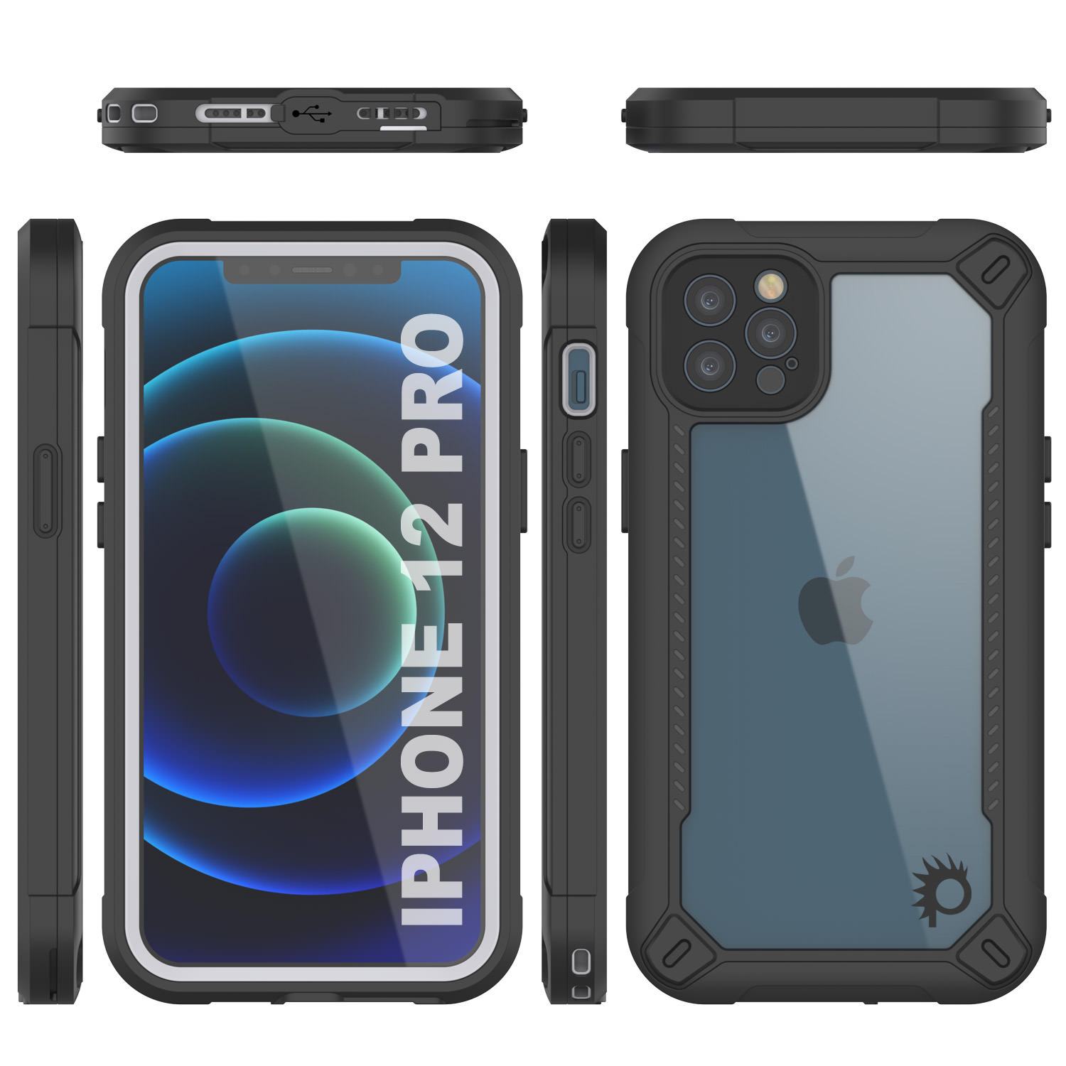 iPhone 12 Pro Waterproof IP68 Case, Punkcase [white]  [Maximus Series] [Slim Fit] [IP68 Certified] [Shockresistant] Clear Armor Cover with Screen Protector | Ultimate Protection